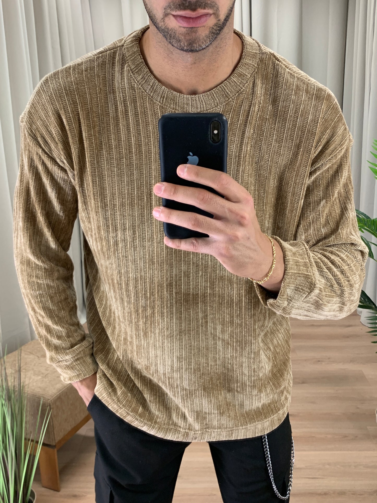 Maglia Marius Effetto Ciniglia a Costine col. Beige