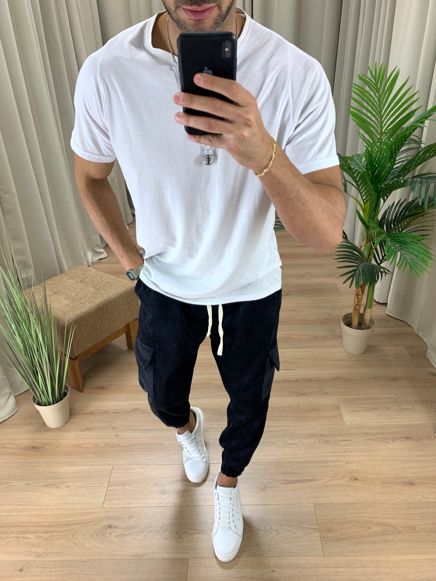 Pantalone Cargo Cooper in Velluto a Costine col. Nero