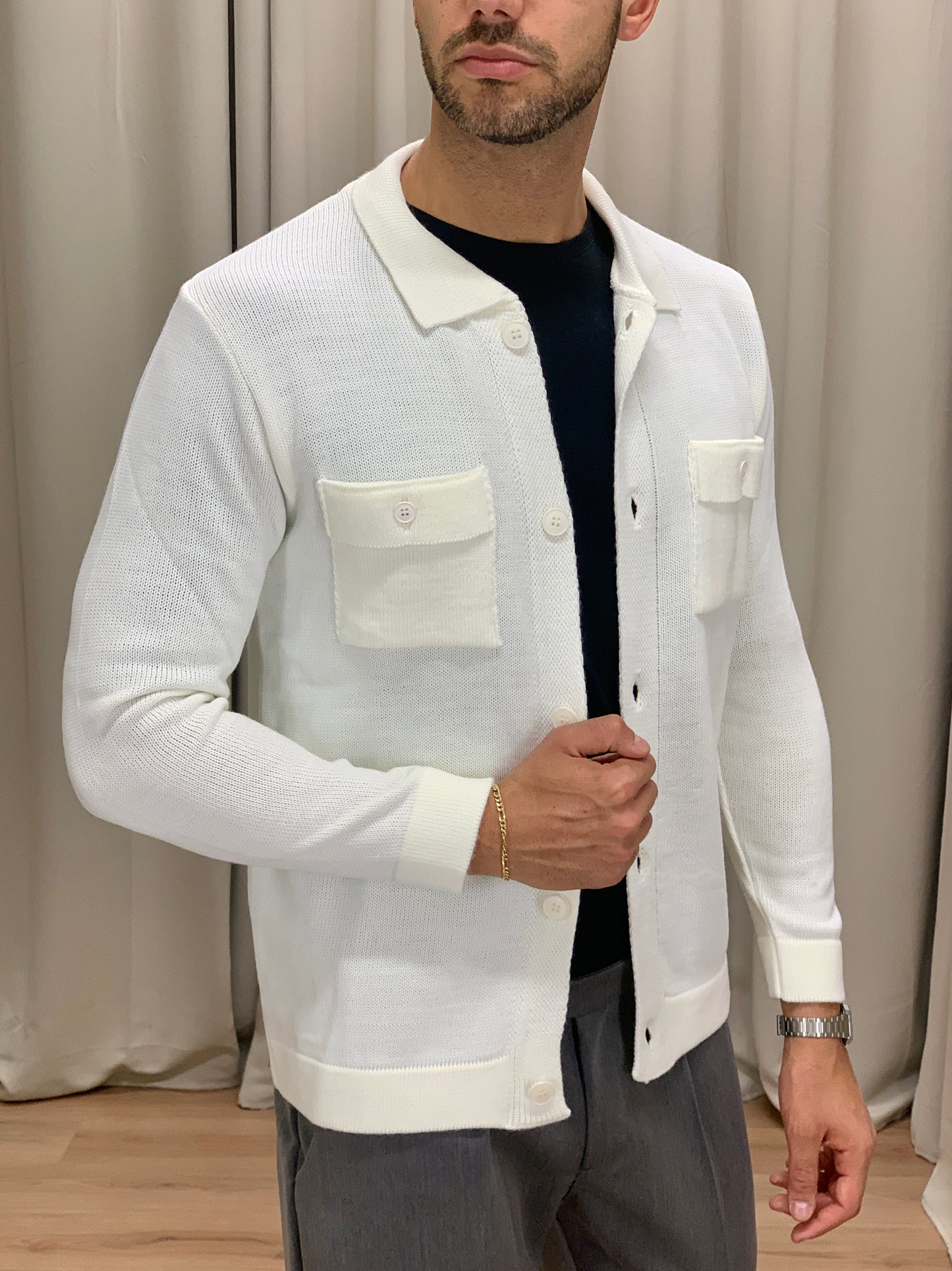 Cardigan Robert con Taschini e Bottoni col. Panna