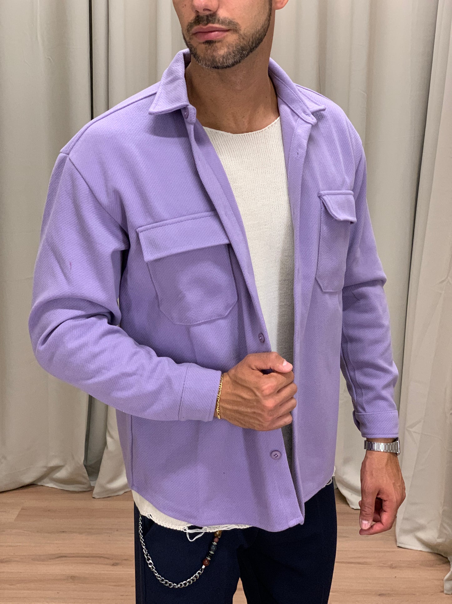 Giacca camicia Kumba con taschini col. Lilla