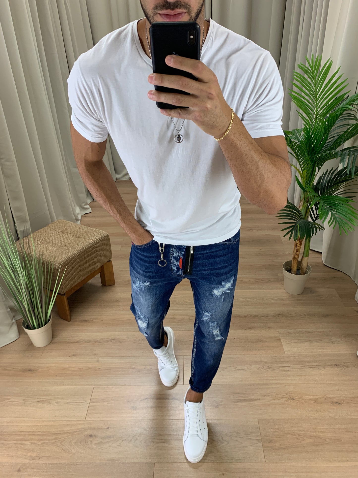 Jeans Zagor con Zip e Vernice a Filo col. Denim