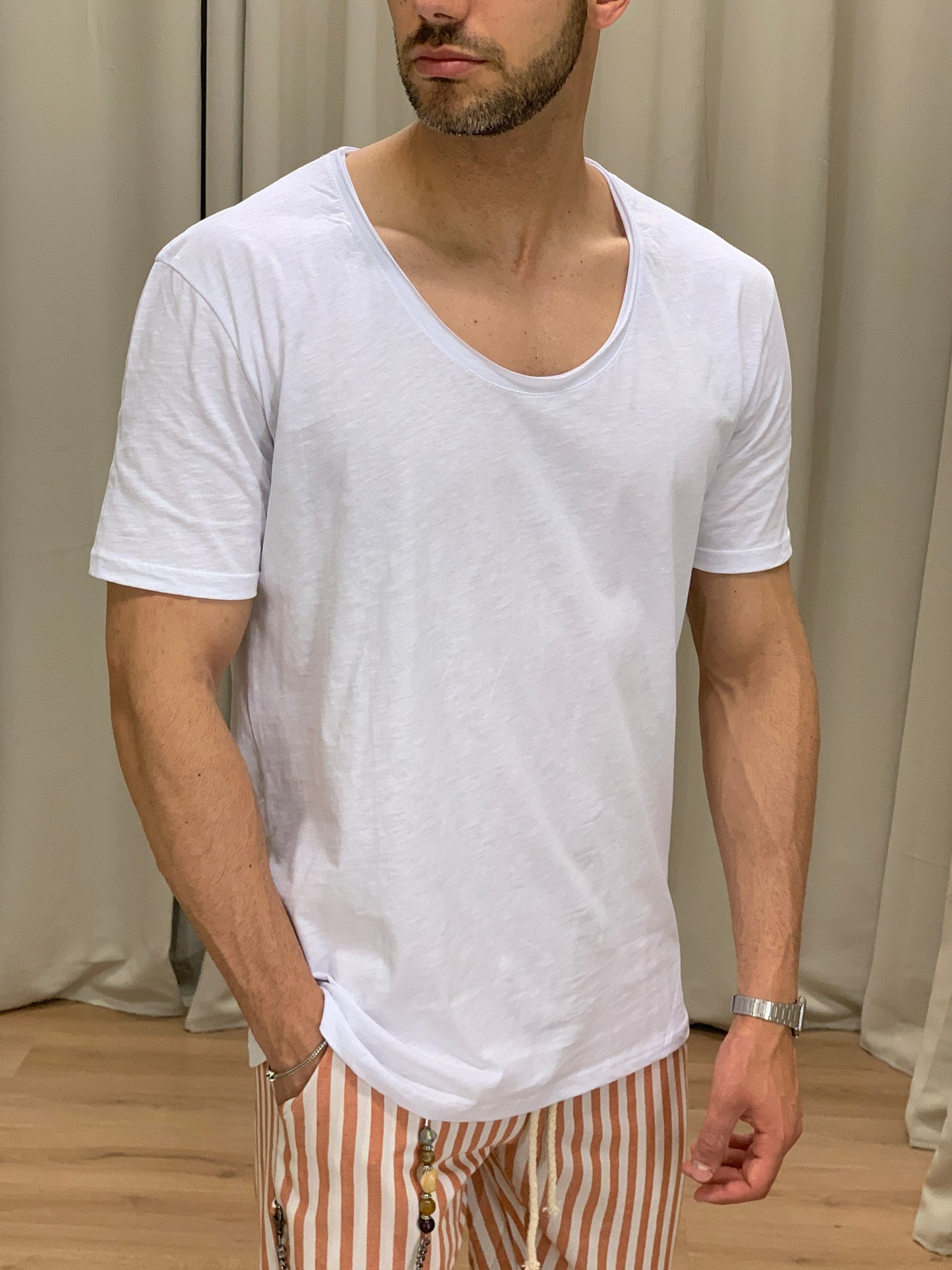 T-shirt Rio in Cotone con scollo ampio col. Bianco
