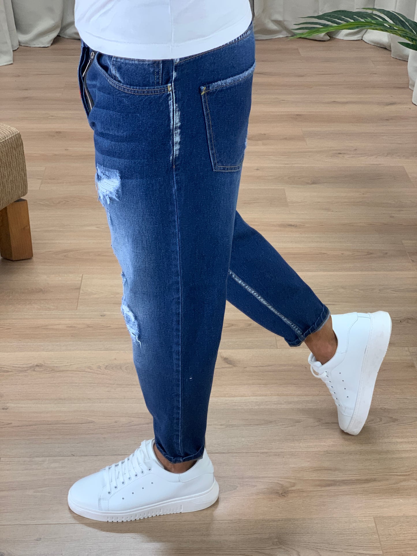 Jeans Zagor con Zip e Vernice a Filo col. Denim