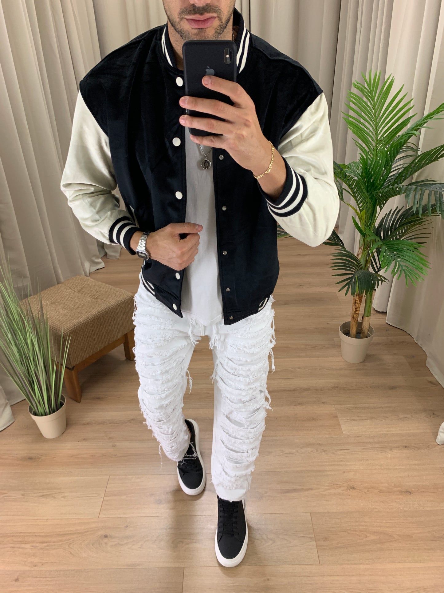 Bomber College Scamosciato Bicolor col. Nero
