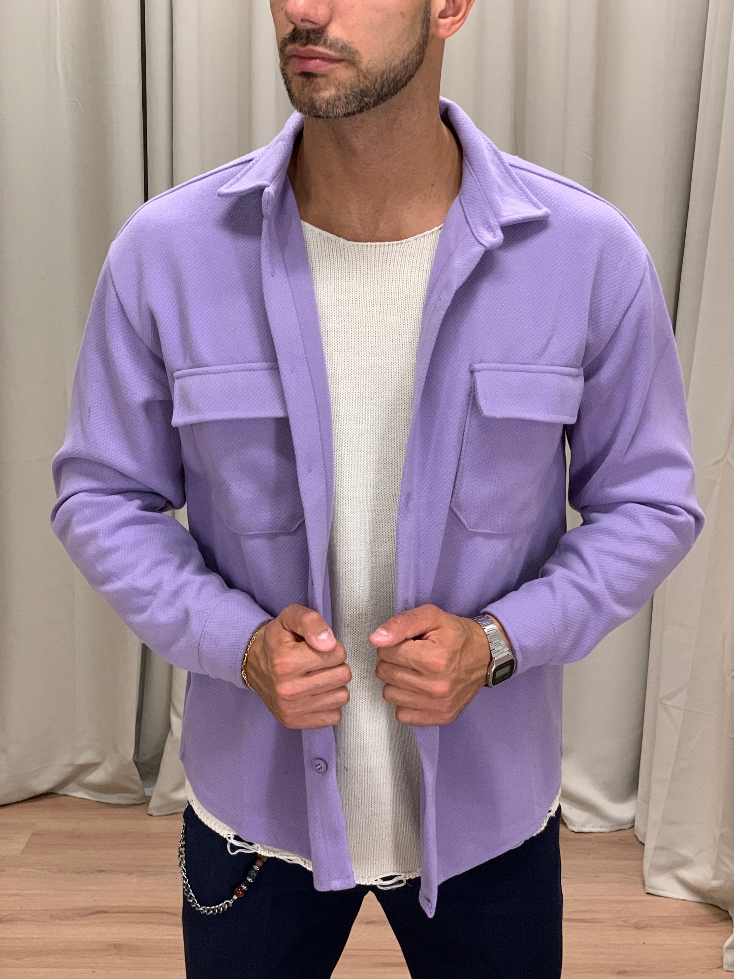 Giacca camicia Kumba con taschini col. Lilla