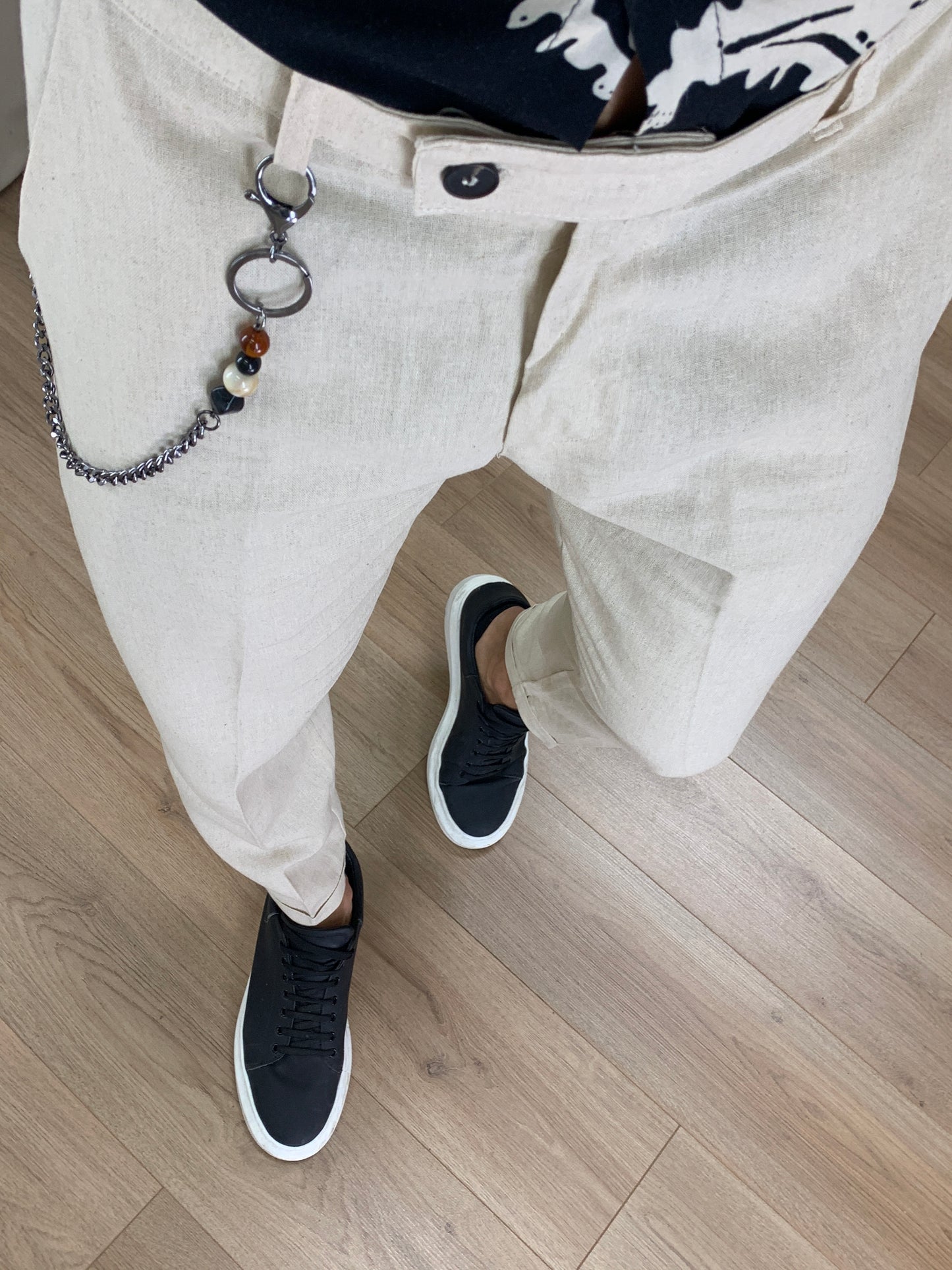 Pantalone Naama Bay in Lino con Catena col. Avorio