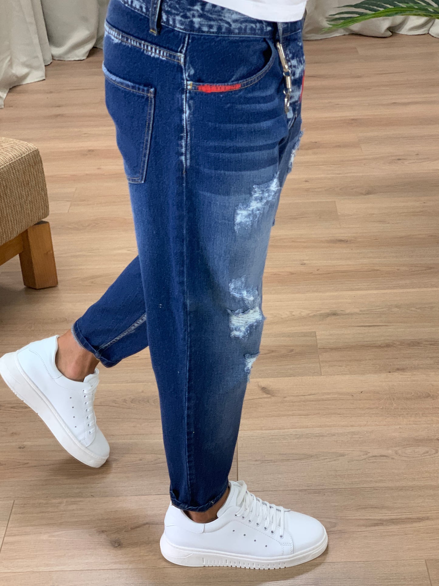 Jeans Zagor con Zip e Vernice a Filo col. Denim