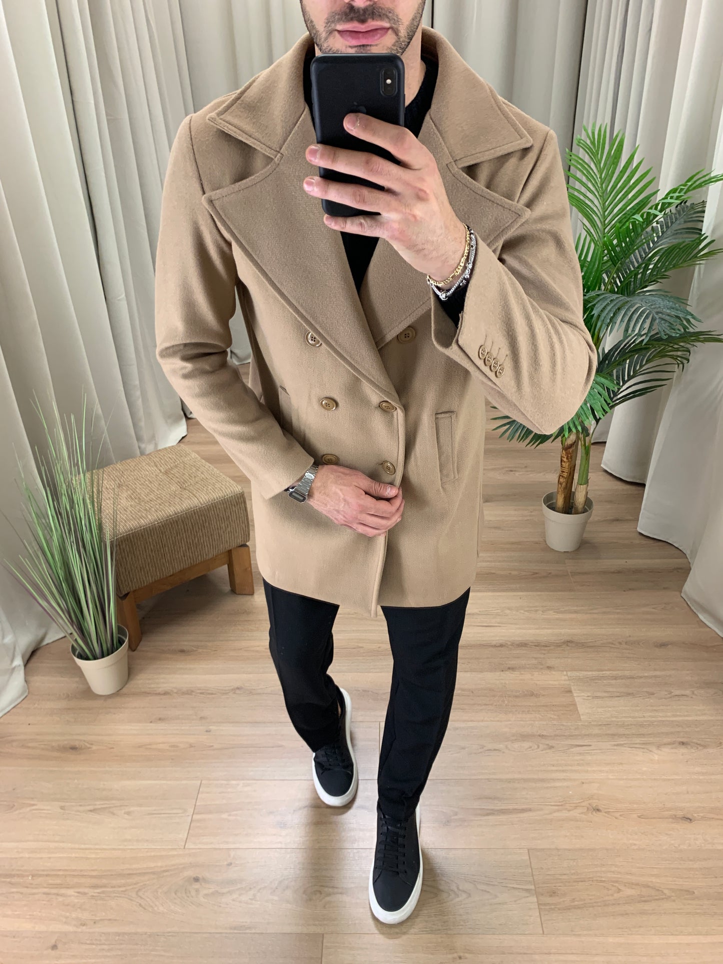 Cappotto Doppiopetto Lunghezza 3/4 col. Cammello