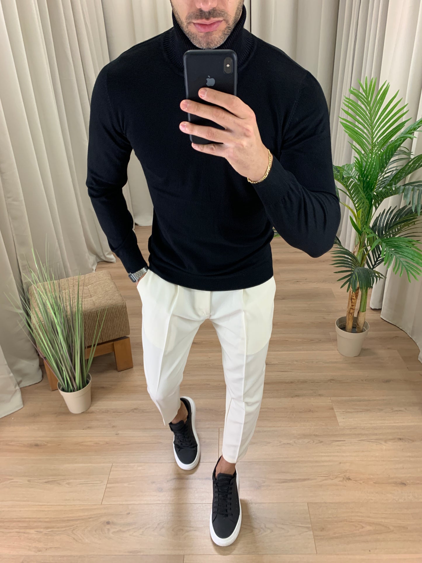 Maglioncino Tokyo a Collo Alto effetto Lana Rasata col. Nero