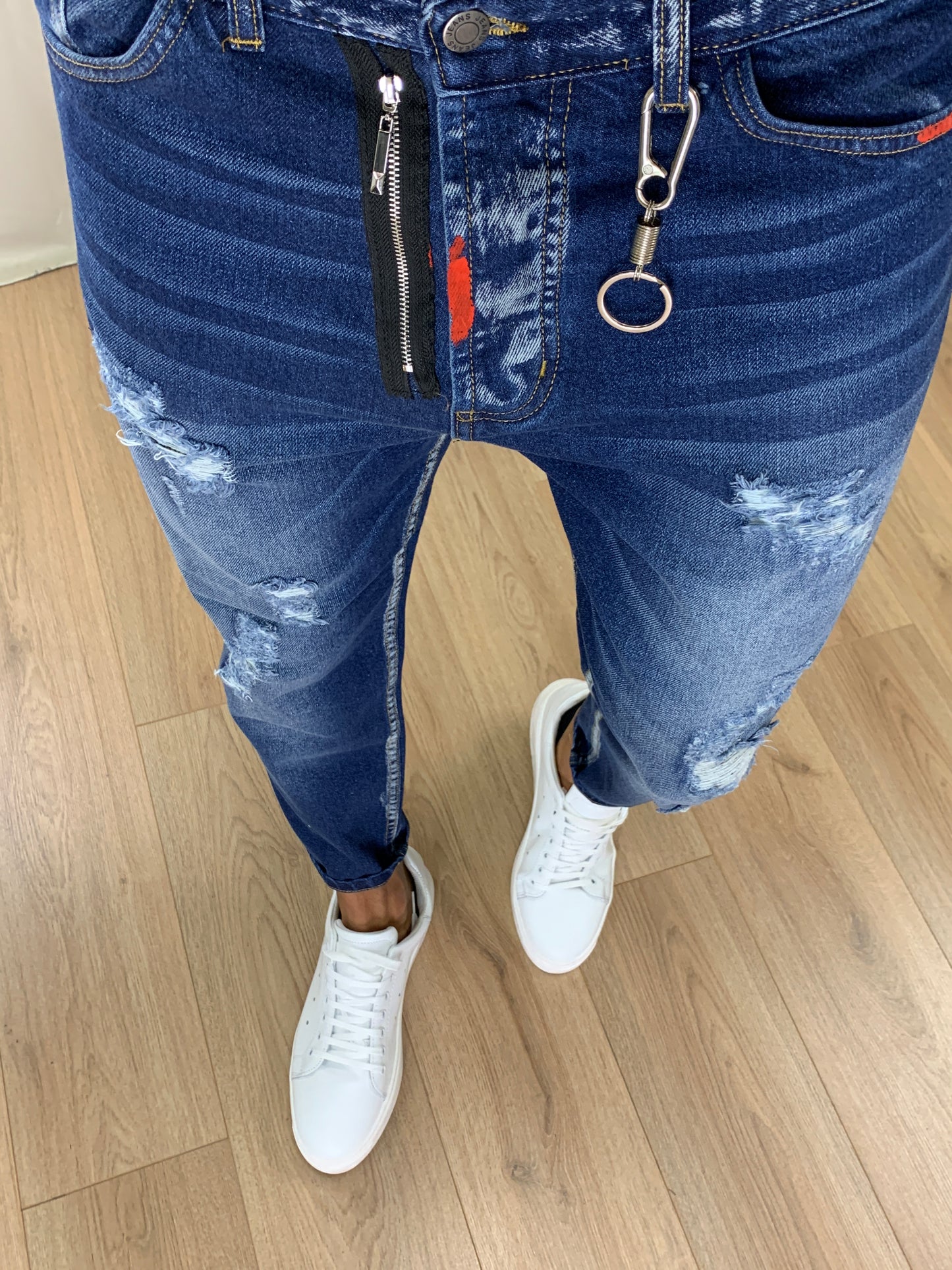 Jeans Zagor con Zip e Vernice a Filo col. Denim