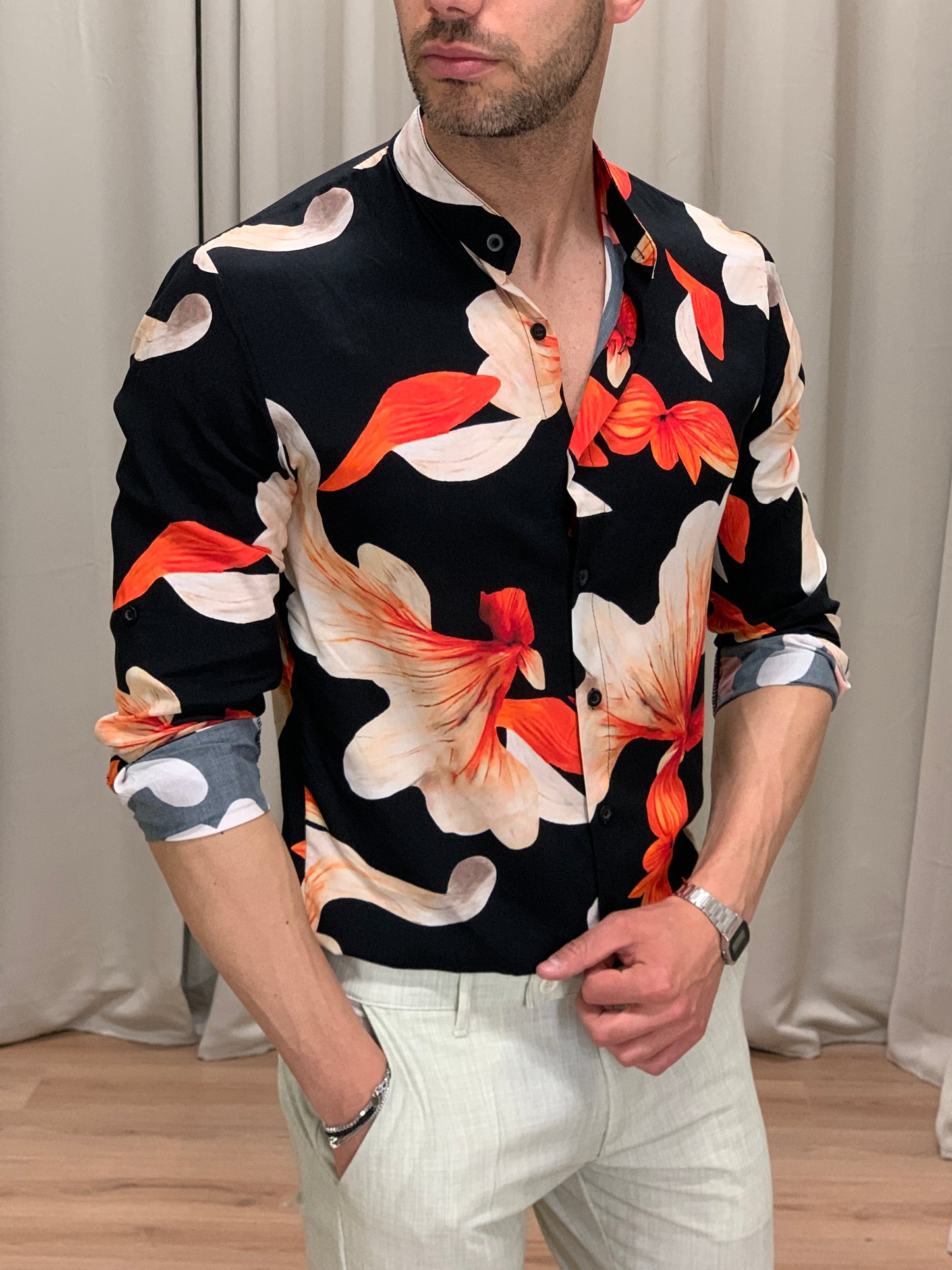 Camicia Red Passion in viscosa col. Nero