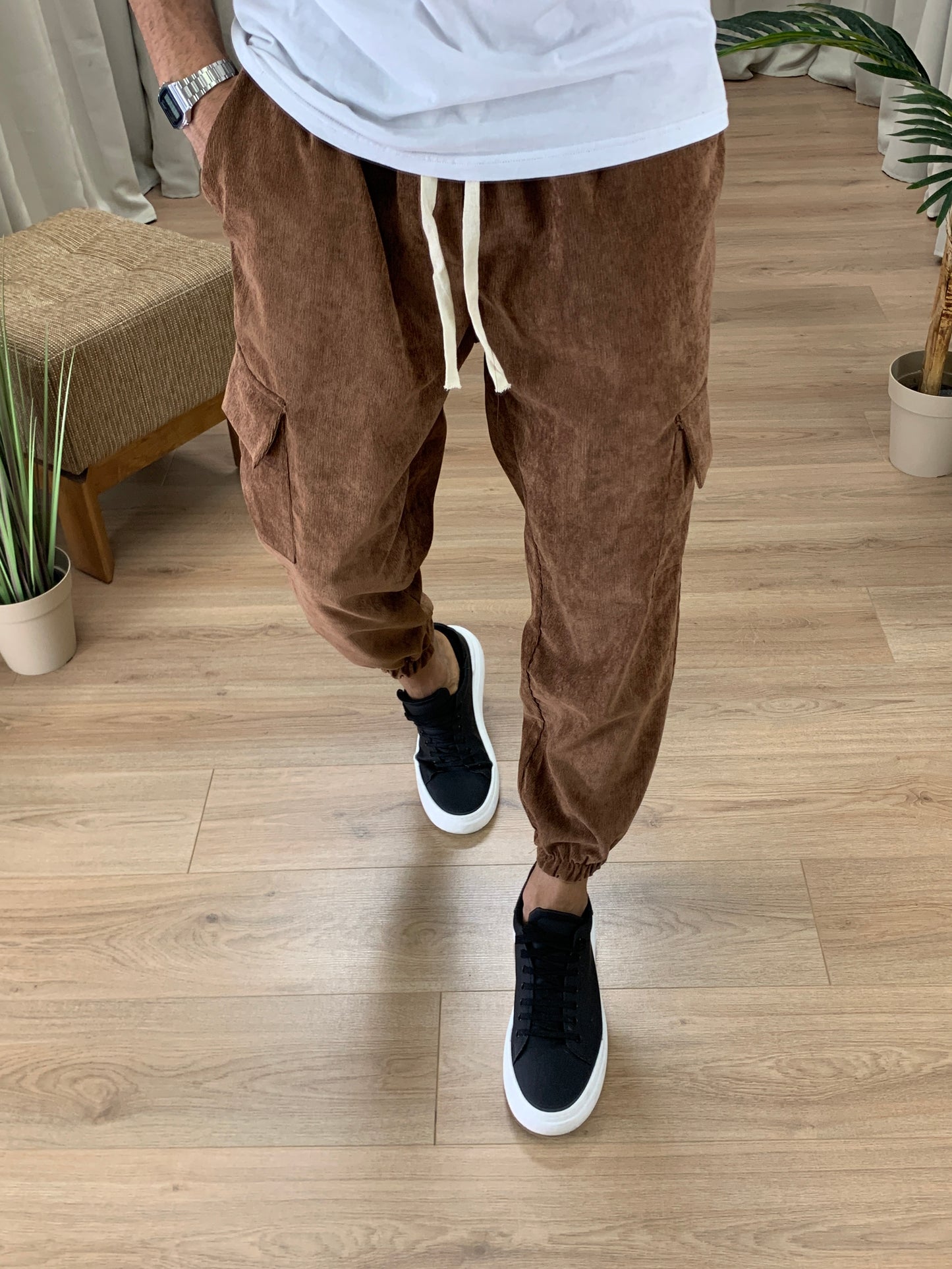 Pantalone Cargo Cooper in Velluto a Costine col. Marrone