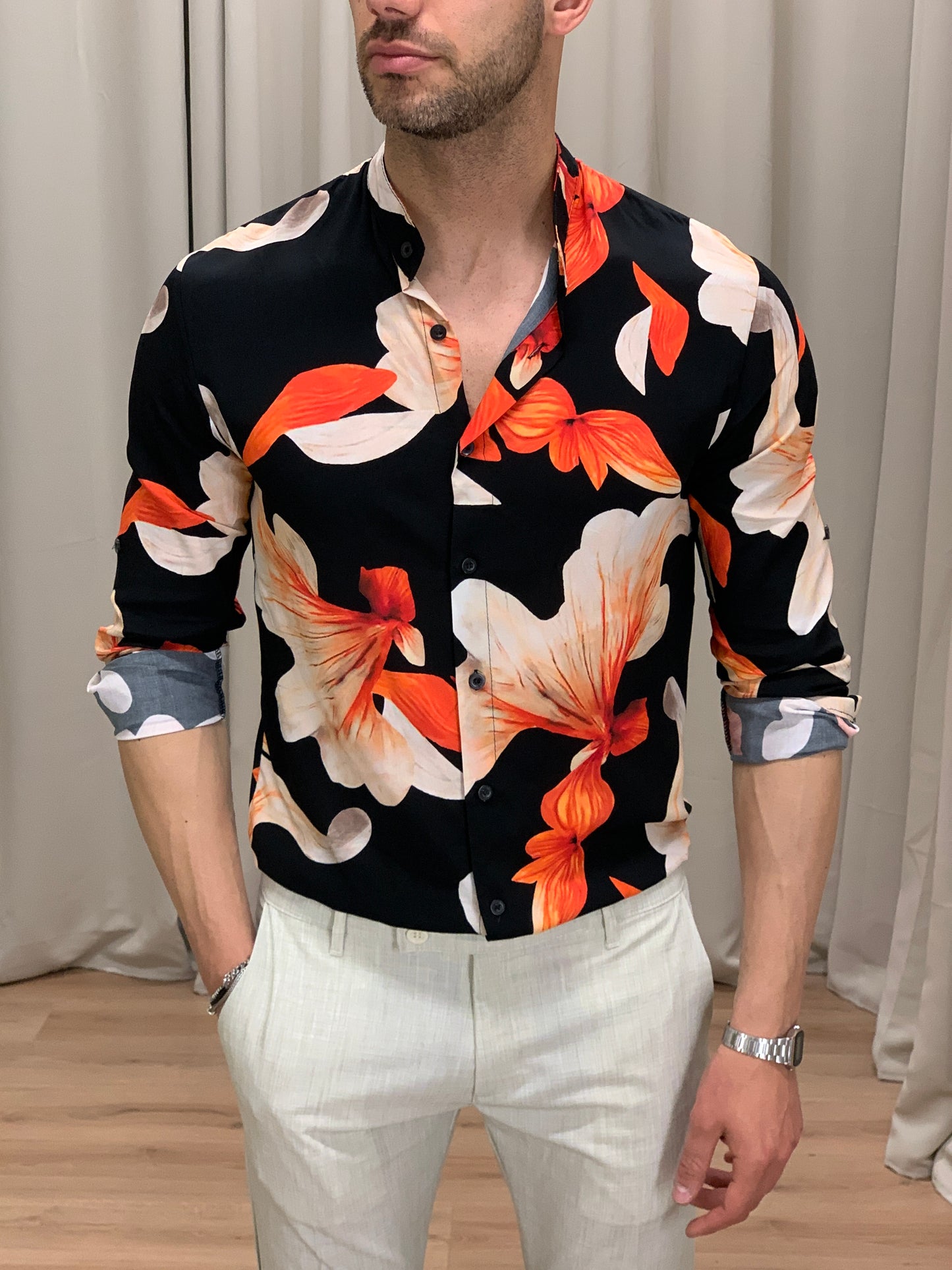 Camicia Red Passion in viscosa col. Nero