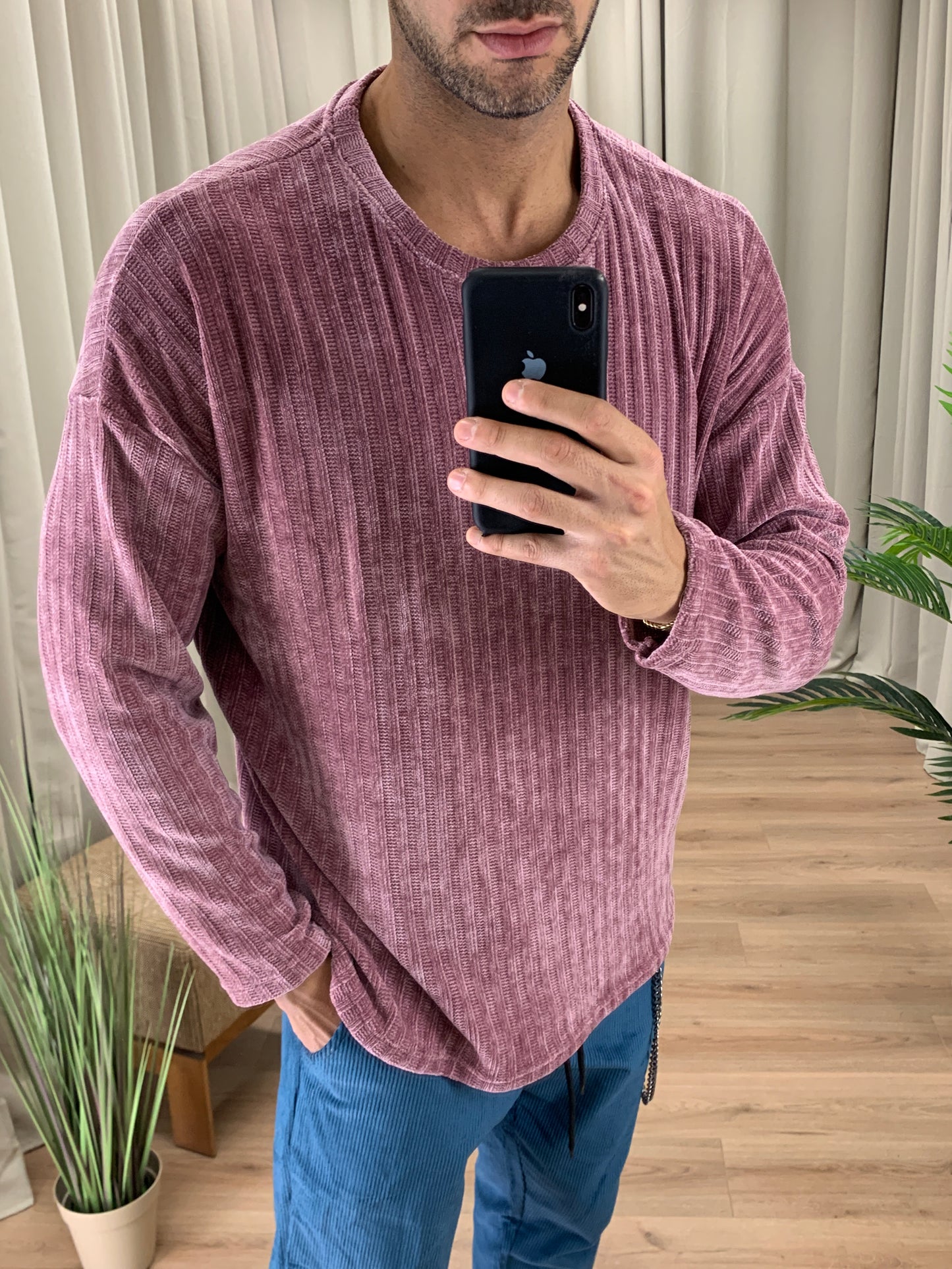 Maglia Marius Effetto Ciniglia a Costine col. Rosa