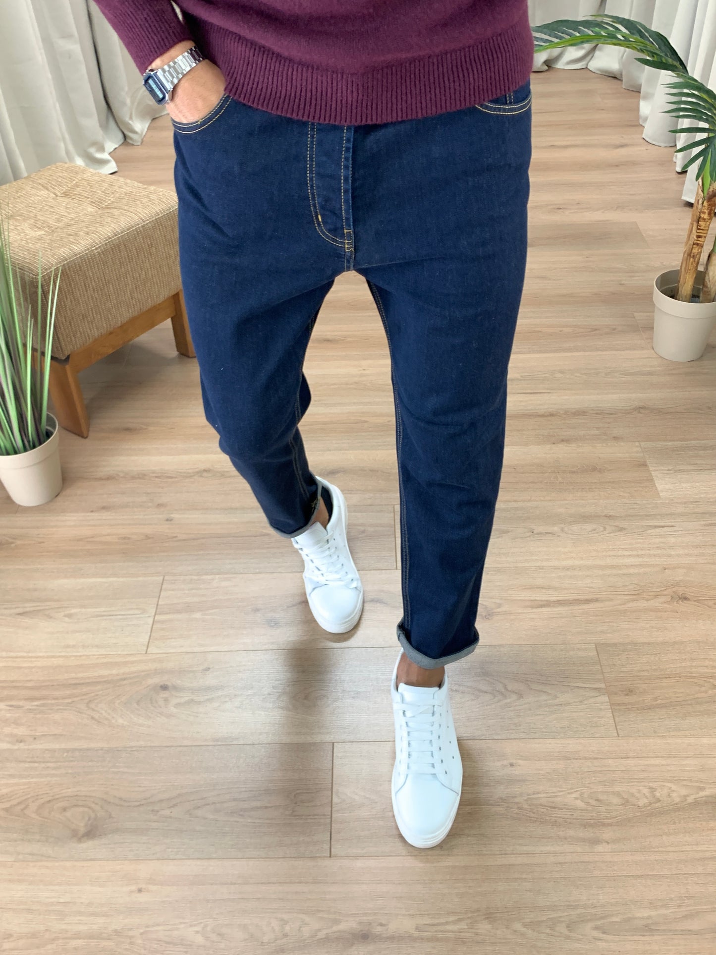 Jeans Basic Slim Elasticizzato col. Denim Scuro