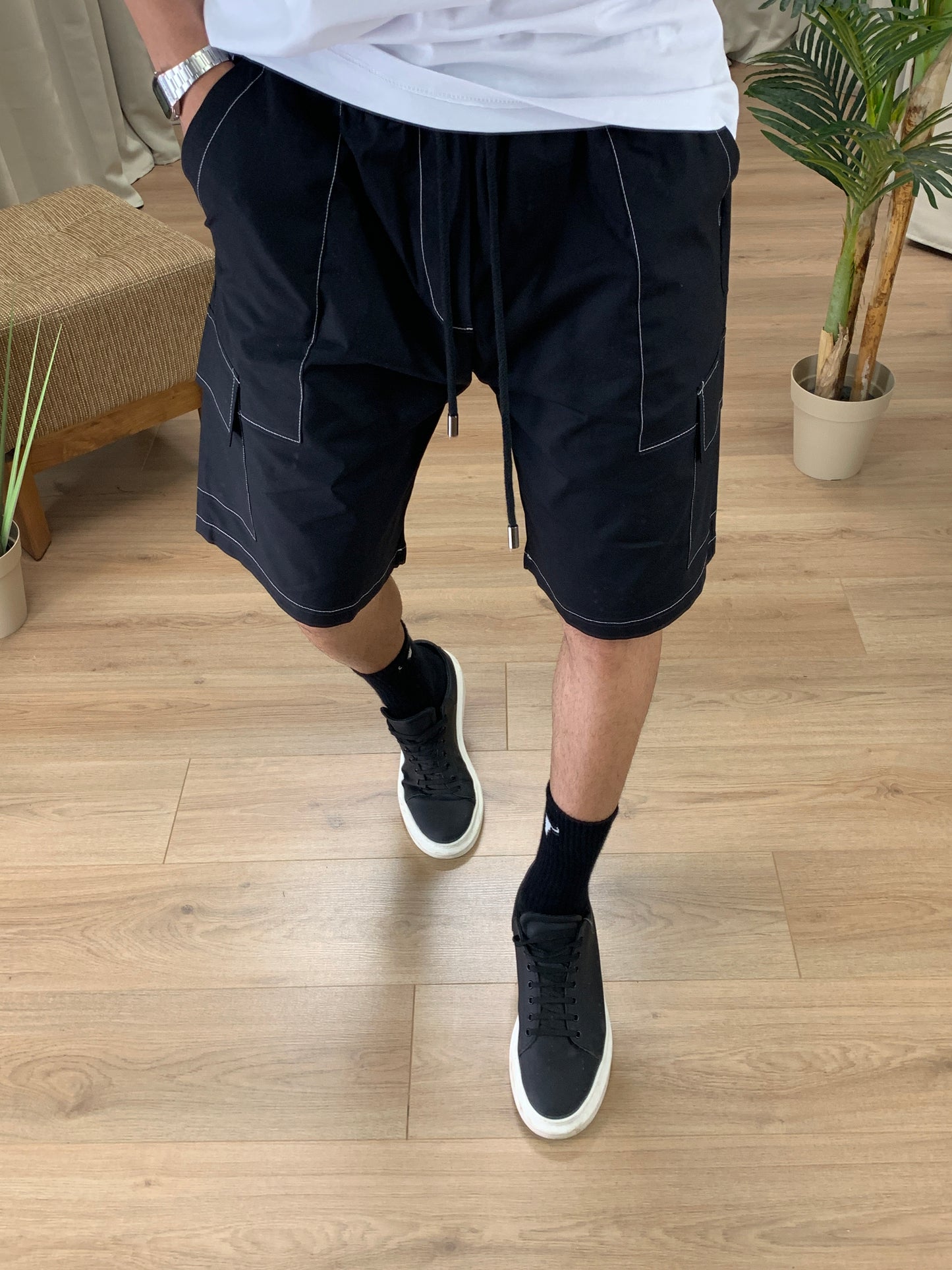 Completo Cayman Bermuda Cargo + Camicia col. Nero
