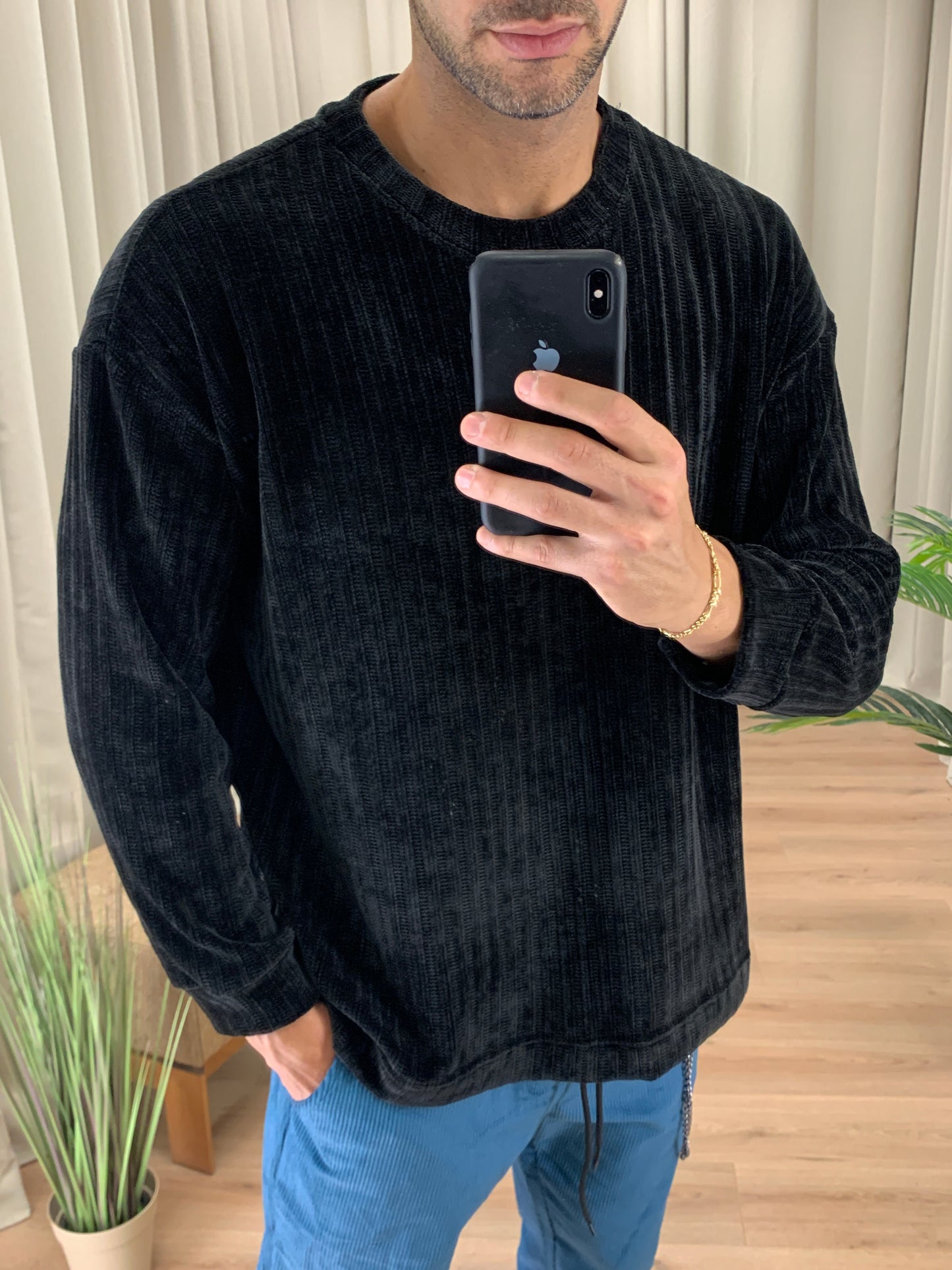 Maglia Marius Effetto Ciniglia a Costine col. Nero
