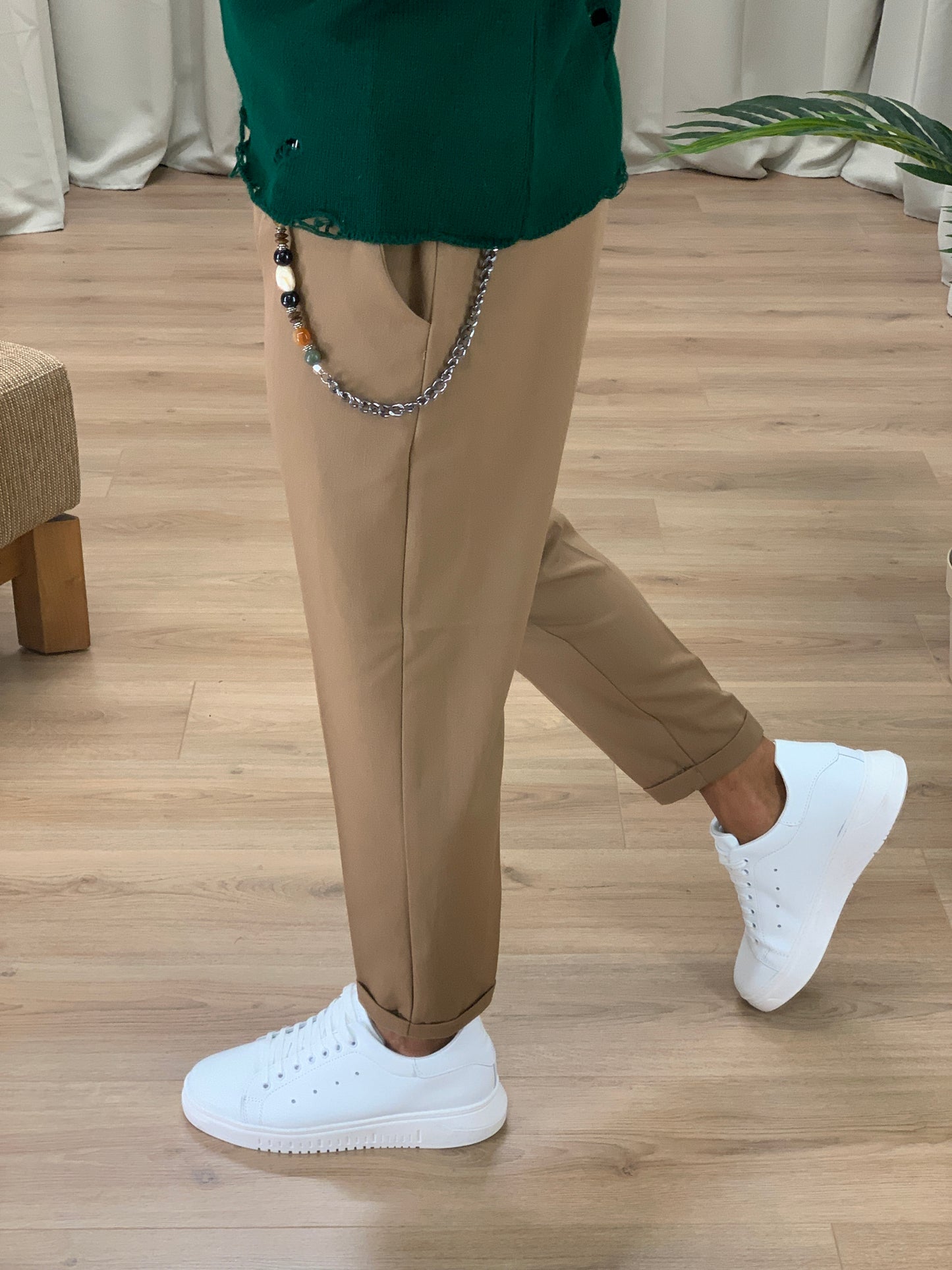 Pantalone Copenaghen ad un bottone col. Cammello
