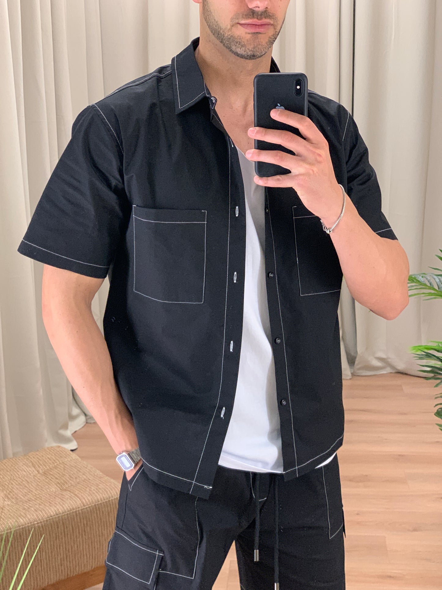 Completo Cayman Bermuda Cargo + Camicia col. Nero