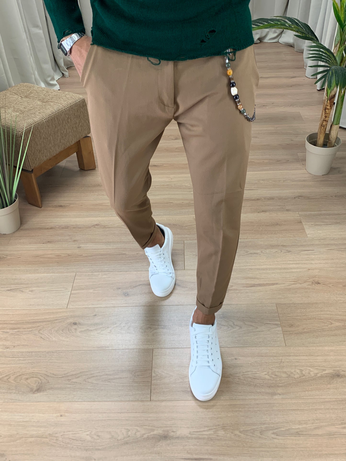 Pantalone Copenaghen ad un bottone col. Cammello