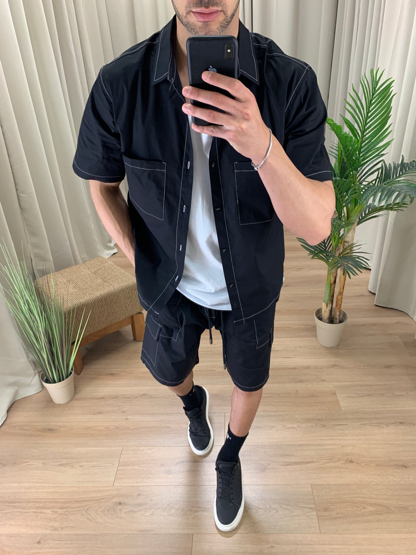 Completo Cayman Bermuda Cargo + Camicia col. Nero