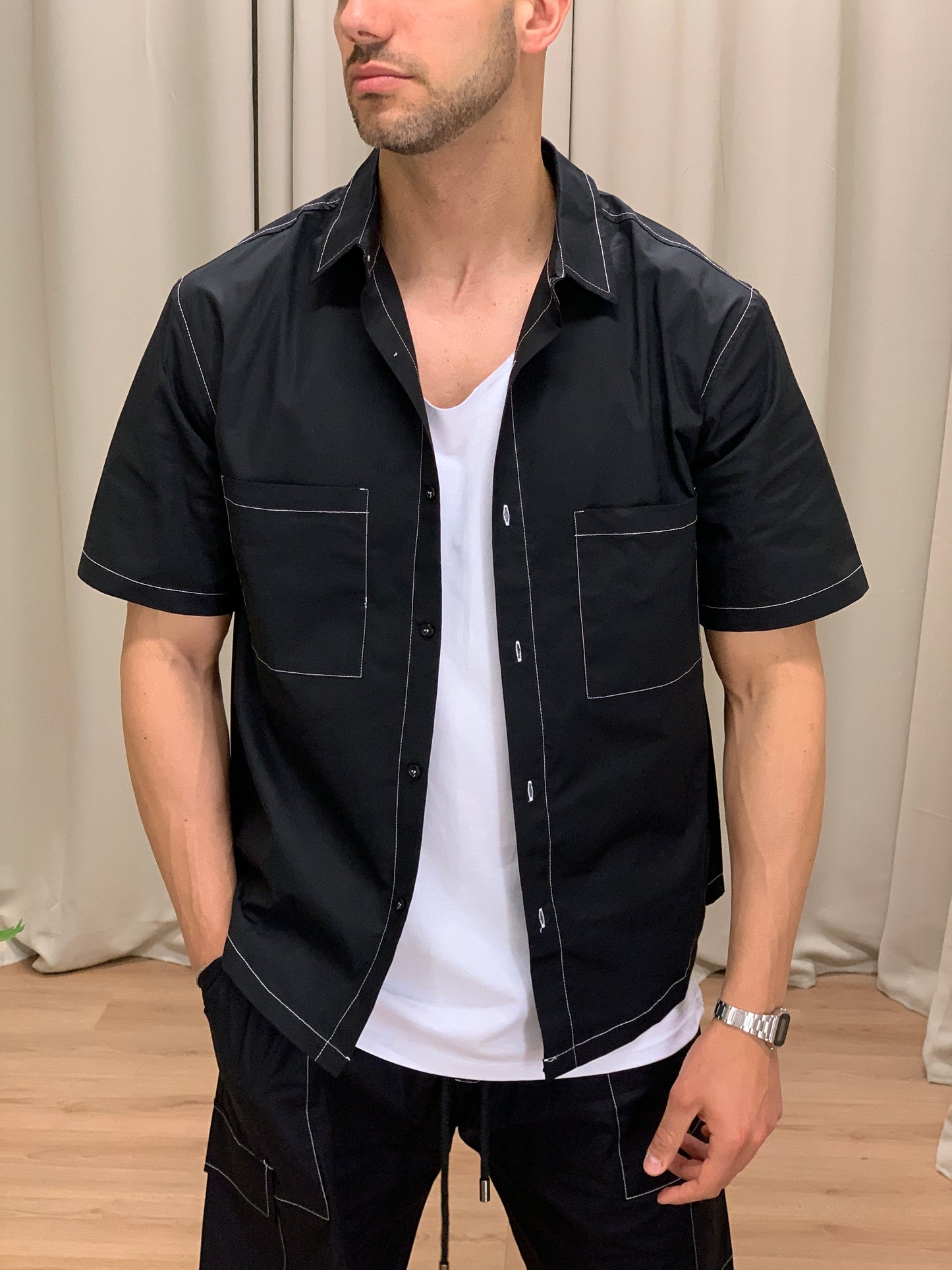 Completo Cayman Bermuda Cargo + Camicia col. Nero