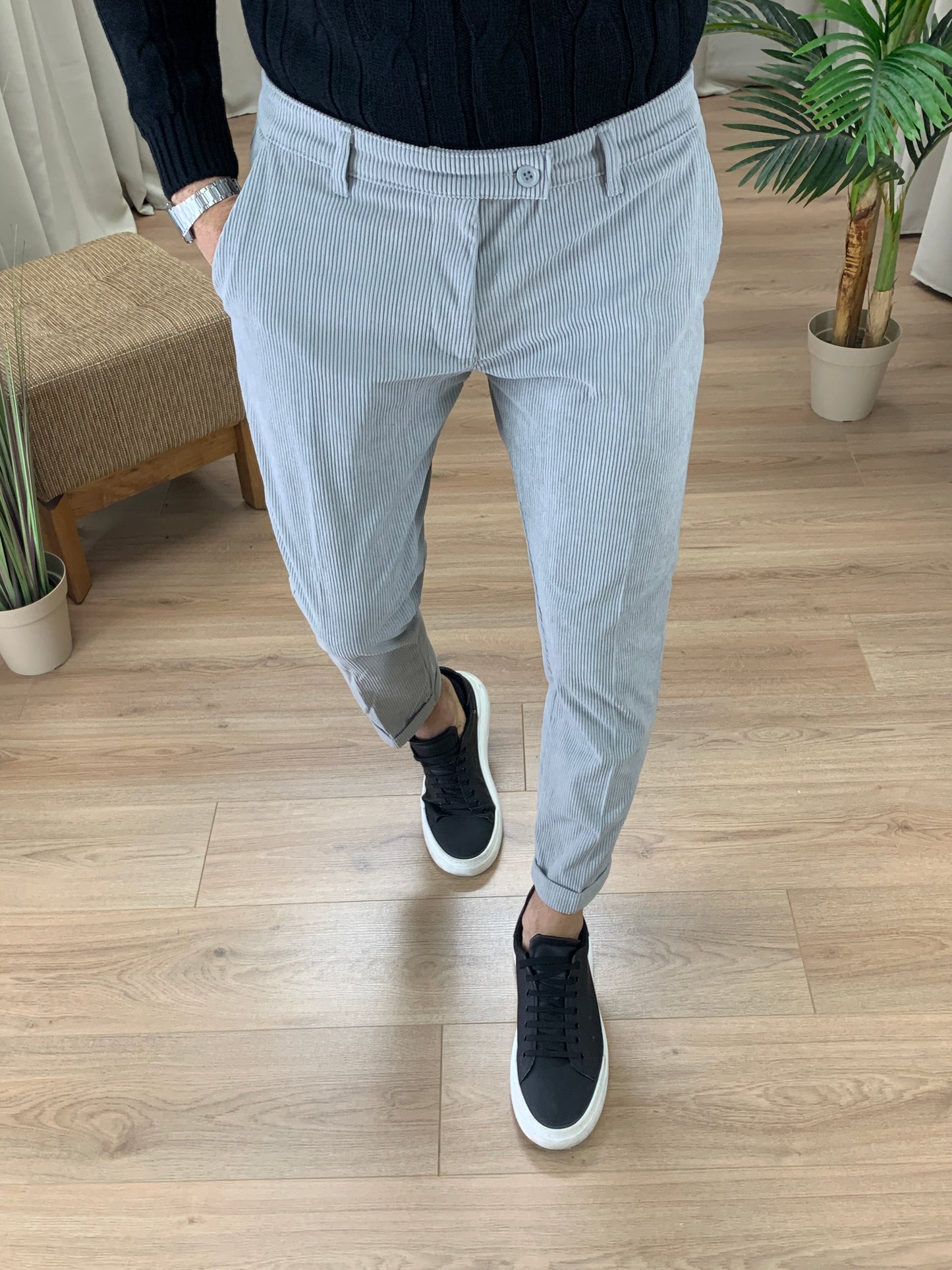 Pantalone MontBlanc in velluto a Costine col. Grigio