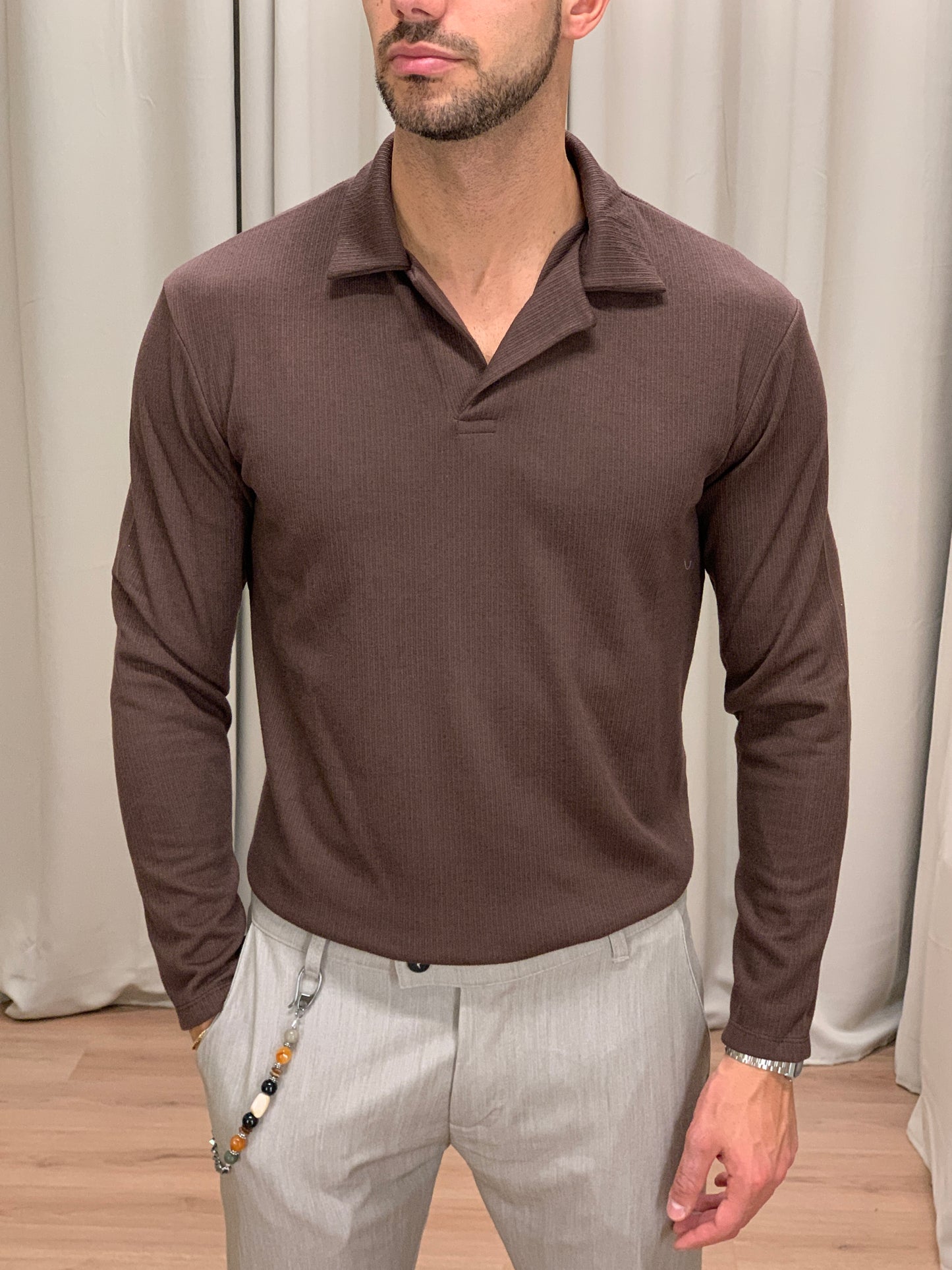 Maglia Zenith con Scollo a Polo col. Marrone