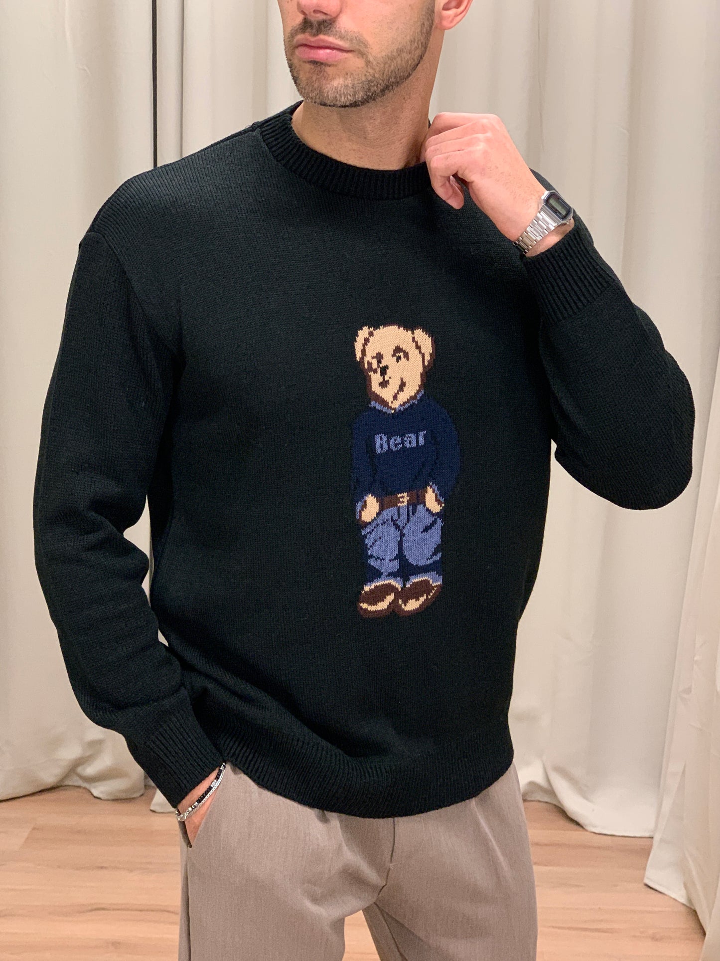 Maglioncino Ralf Bear con Fantasia col. Nero