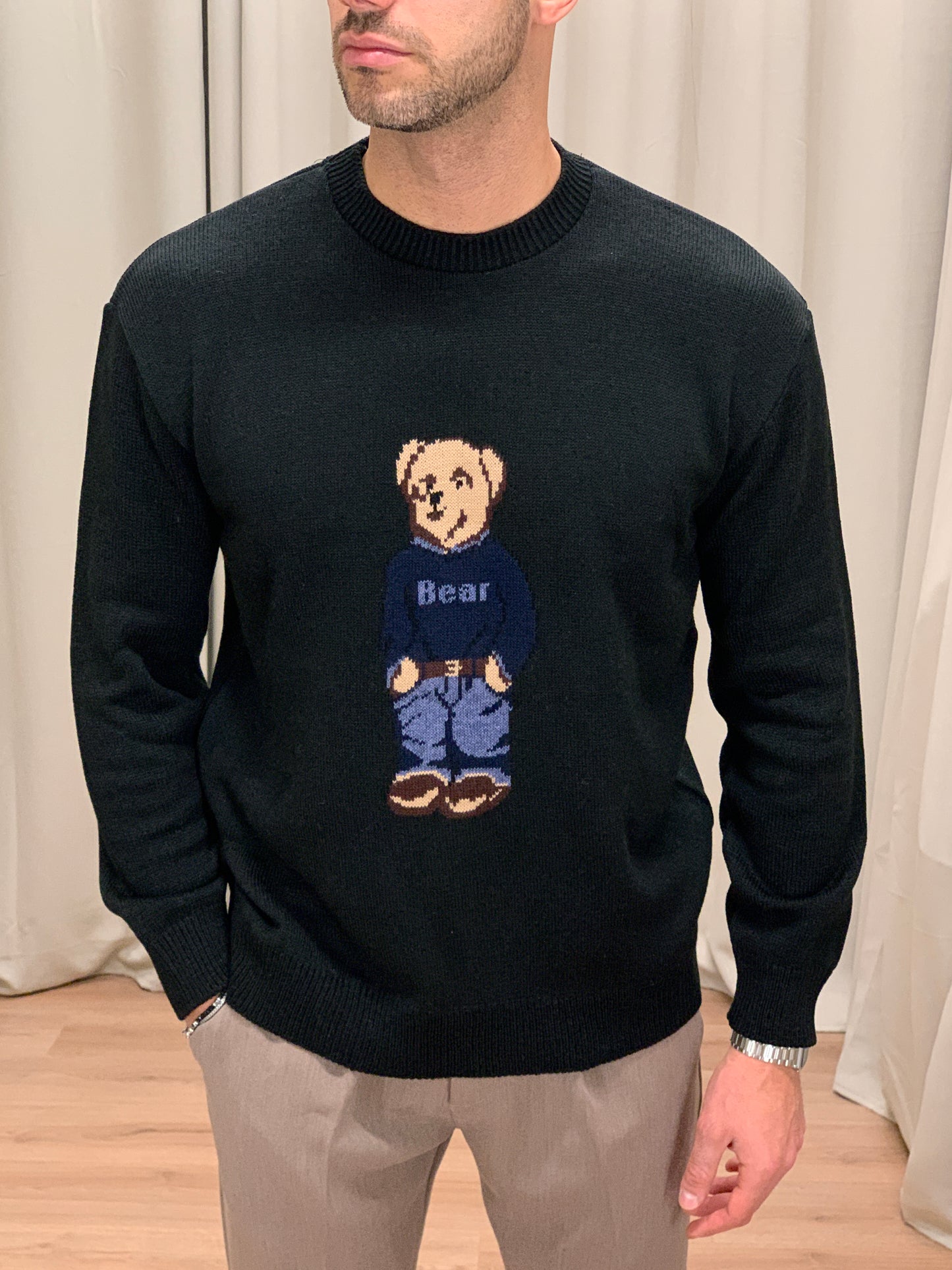 Maglioncino Ralf Bear con Fantasia col. Nero