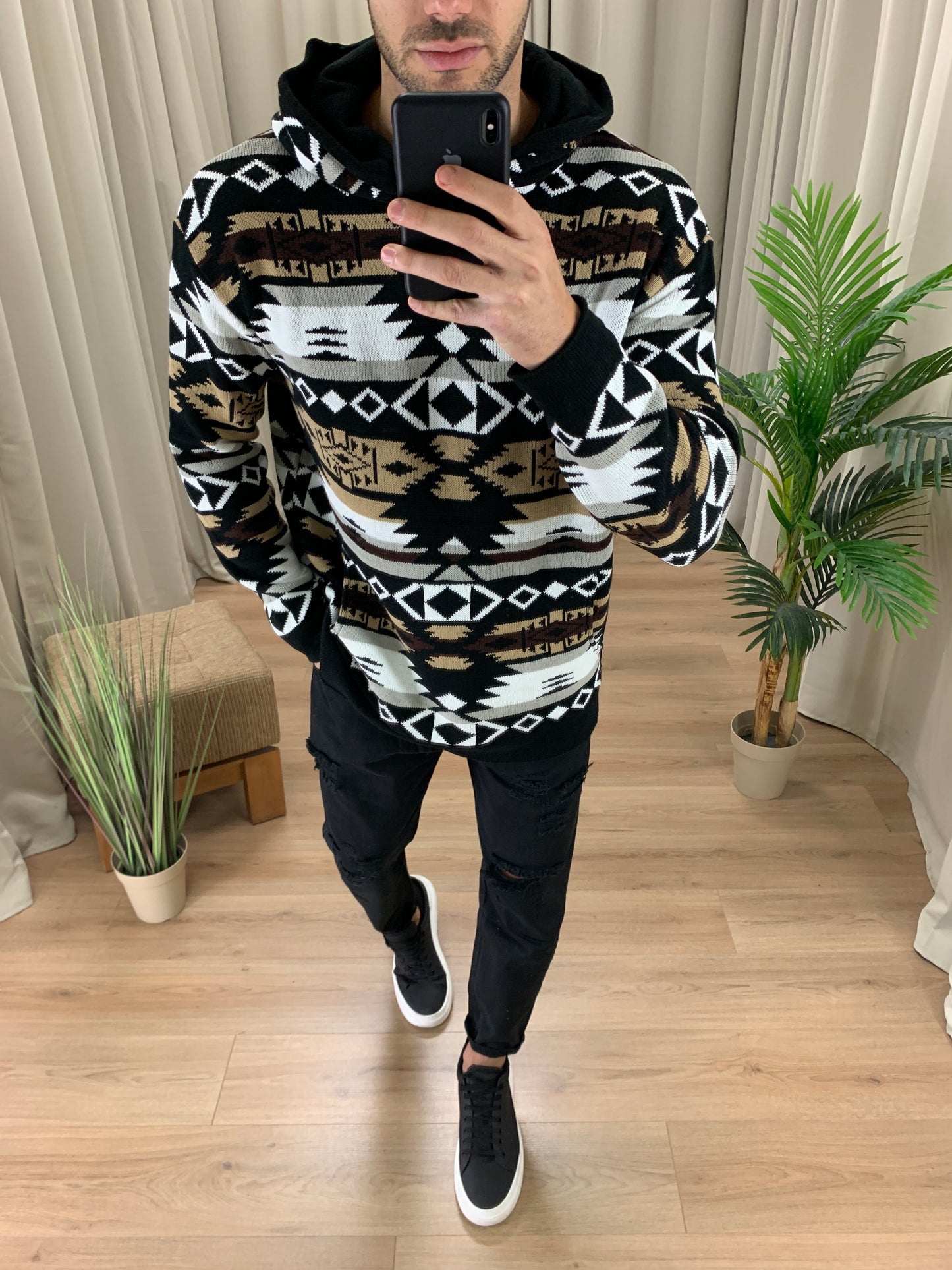 Maglia Fantasia Etnica Long Oversize col. Cammello