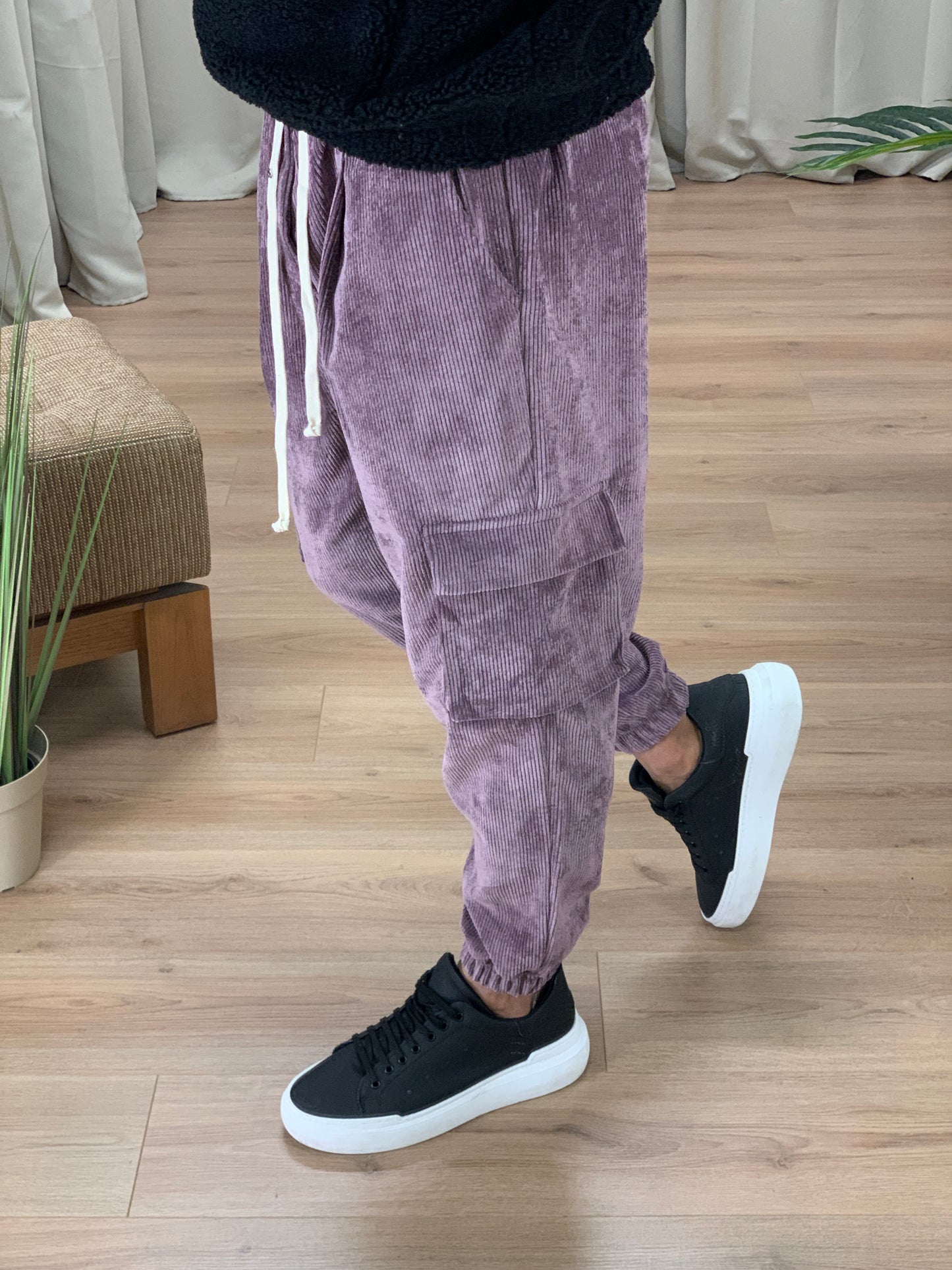 Pantalone Cargo Maxton in Velluto a Costine col. Lilla