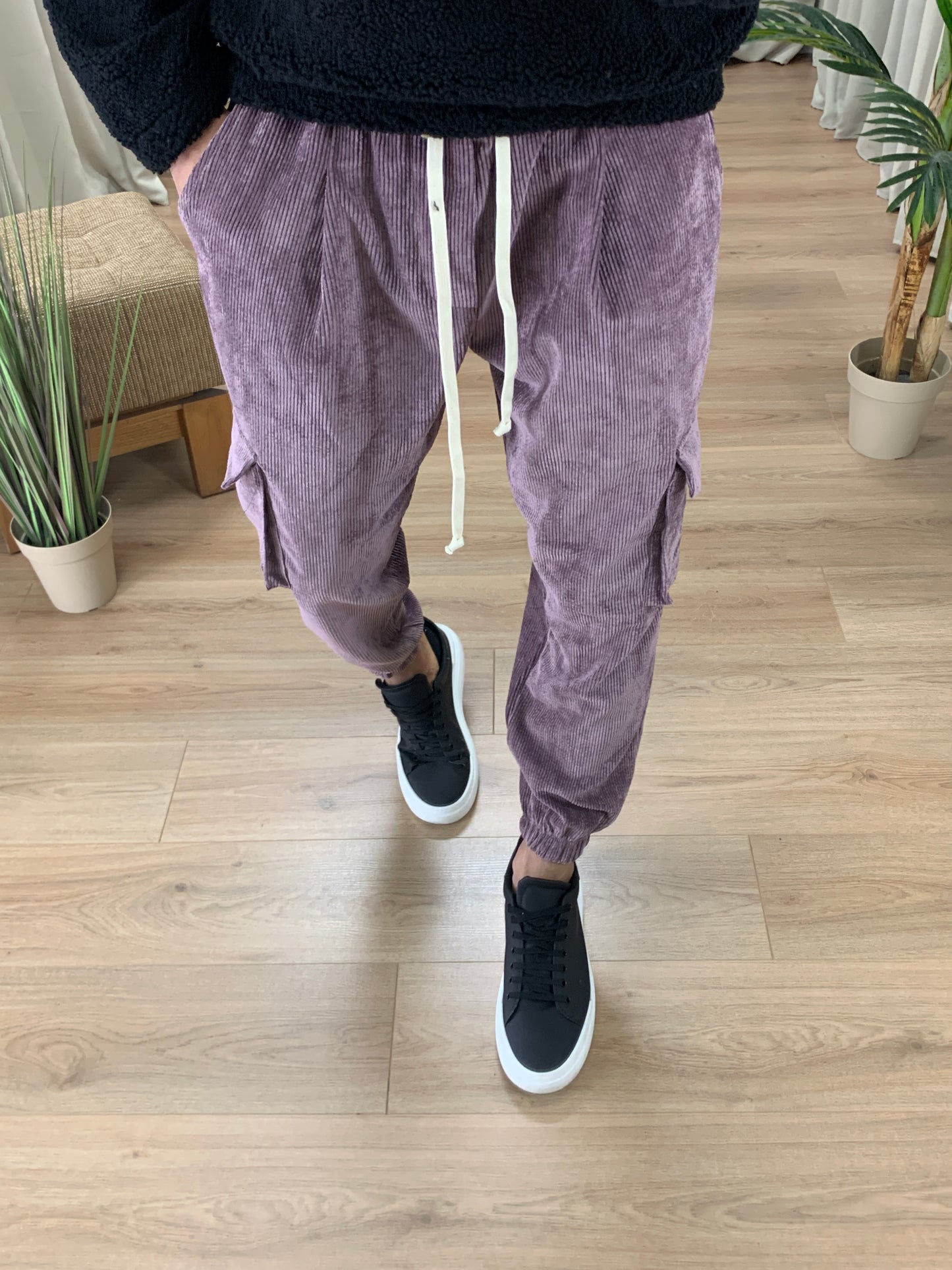 Pantalone Cargo Maxton in Velluto a Costine col. Lilla