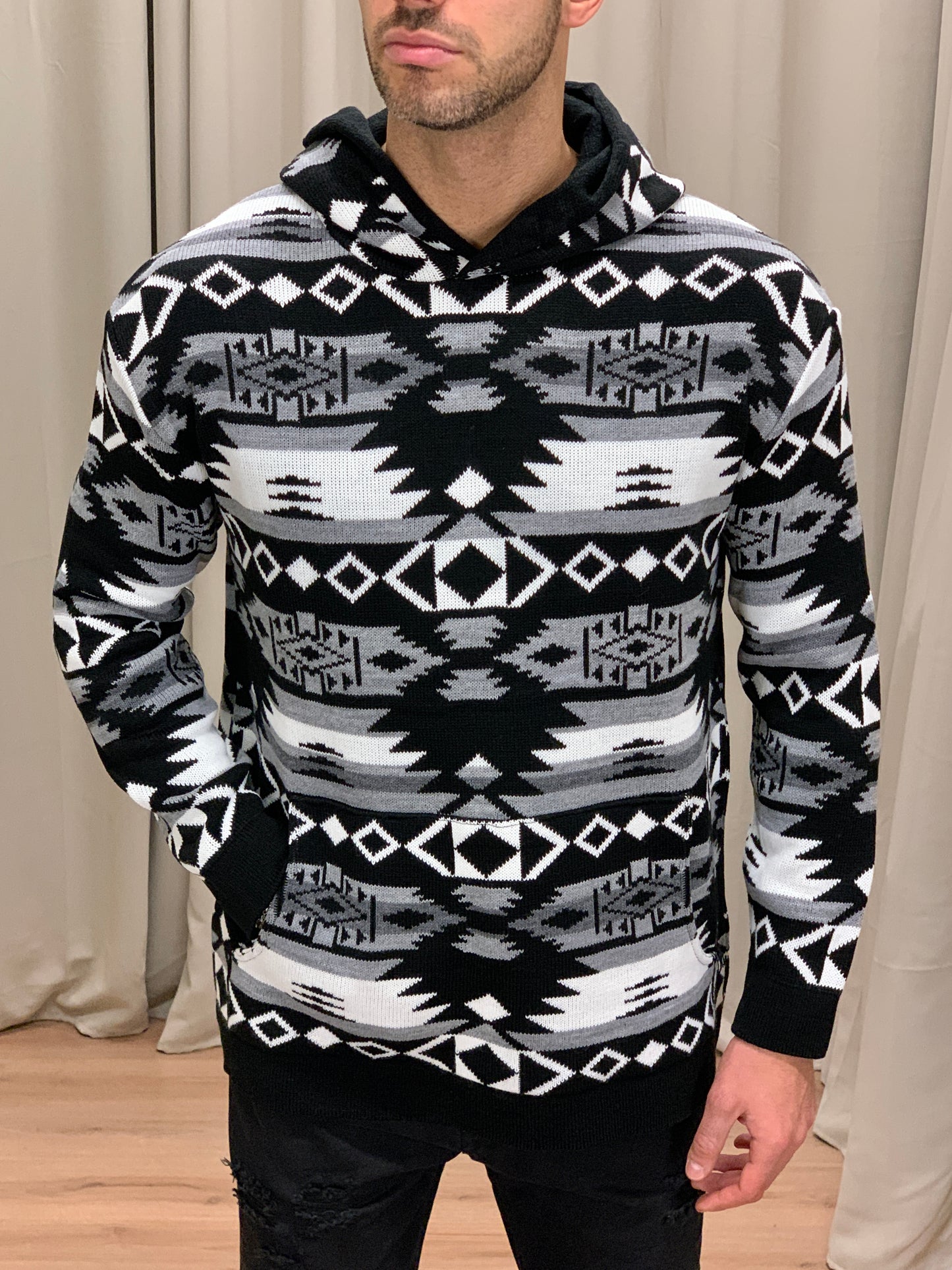 Maglia Fantasia Etnica Long Oversize col. Nero