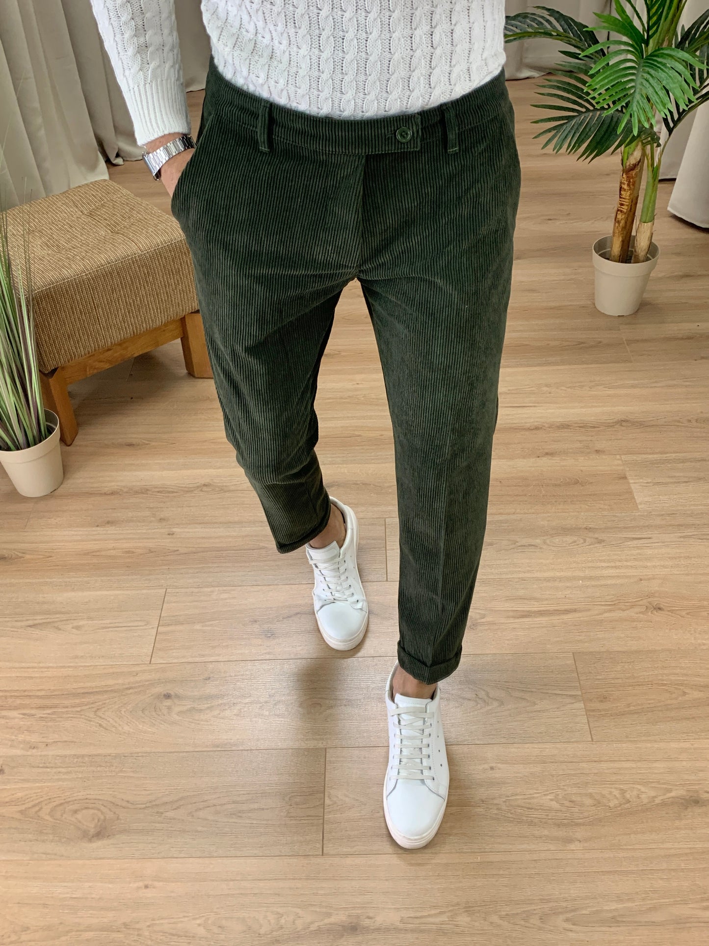 Pantalone MontBlanc in velluto a Costine col. Verde Militare