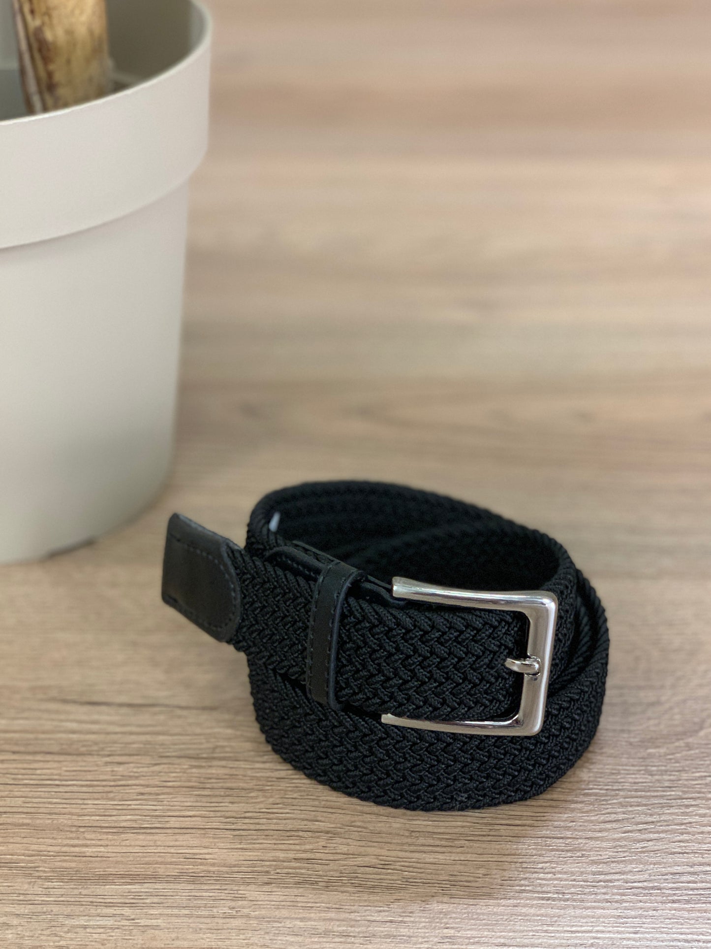 Cintura Total Black in tessuto intrecciato elasticizzato col. Nero