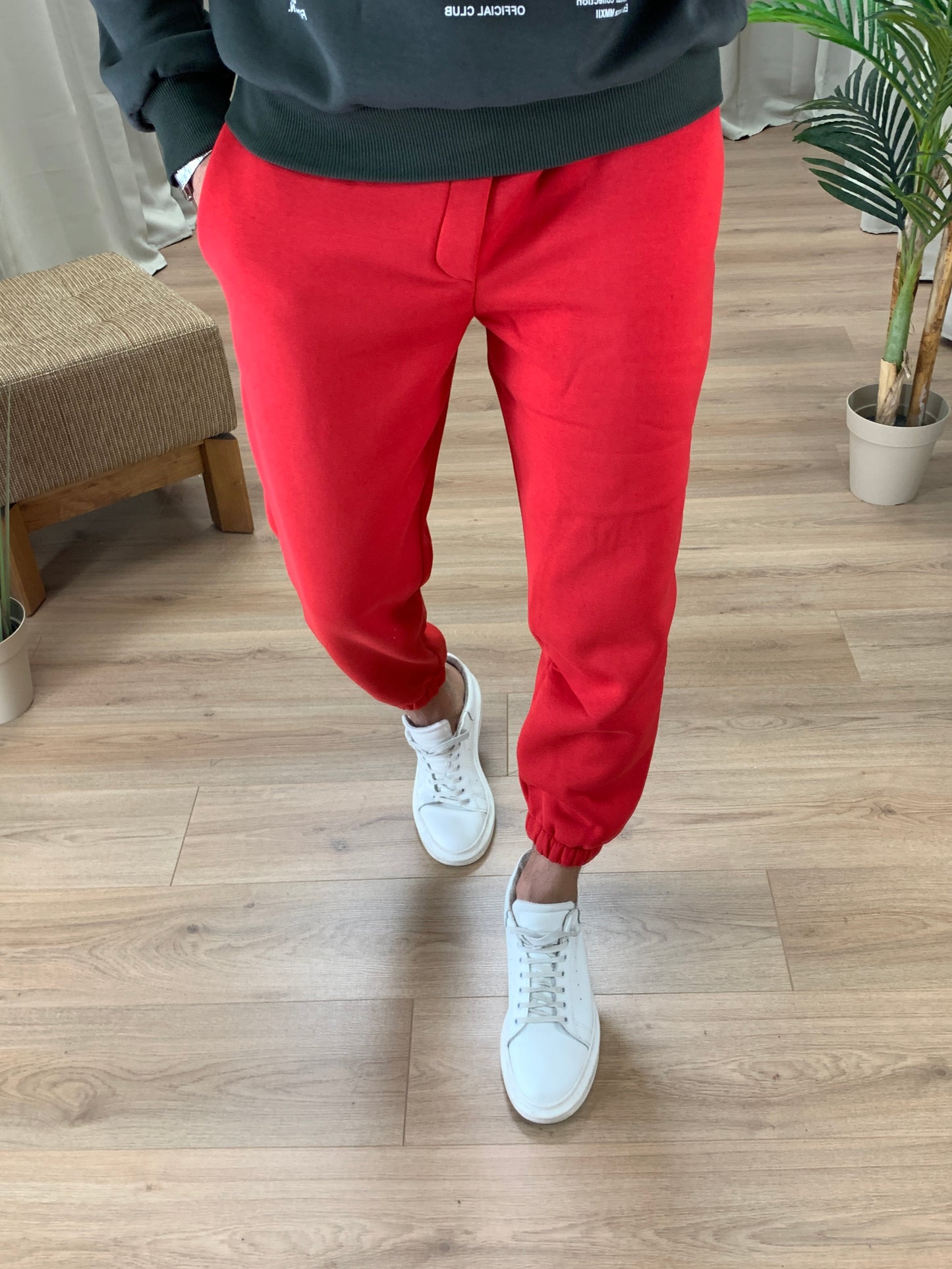 Pantalone Tuta basic Felpato col. Rosso