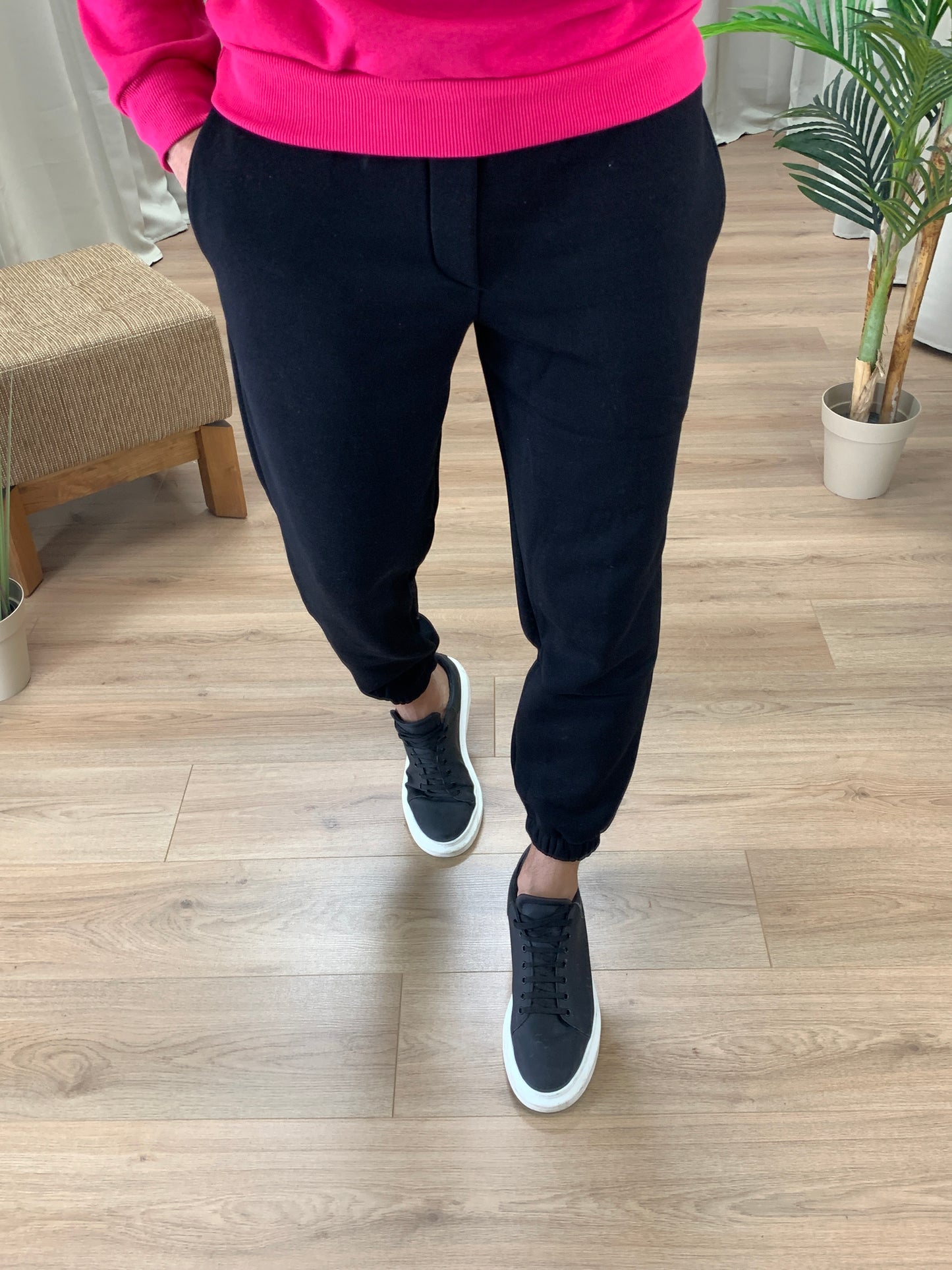 Pantalone Tuta basic Felpato col. Nero