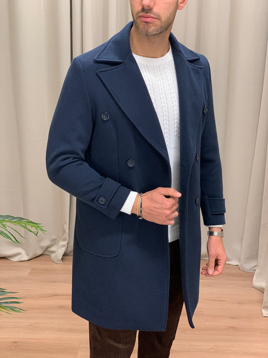 Cappotto Principato di Monaco doppiopetto col. Blu