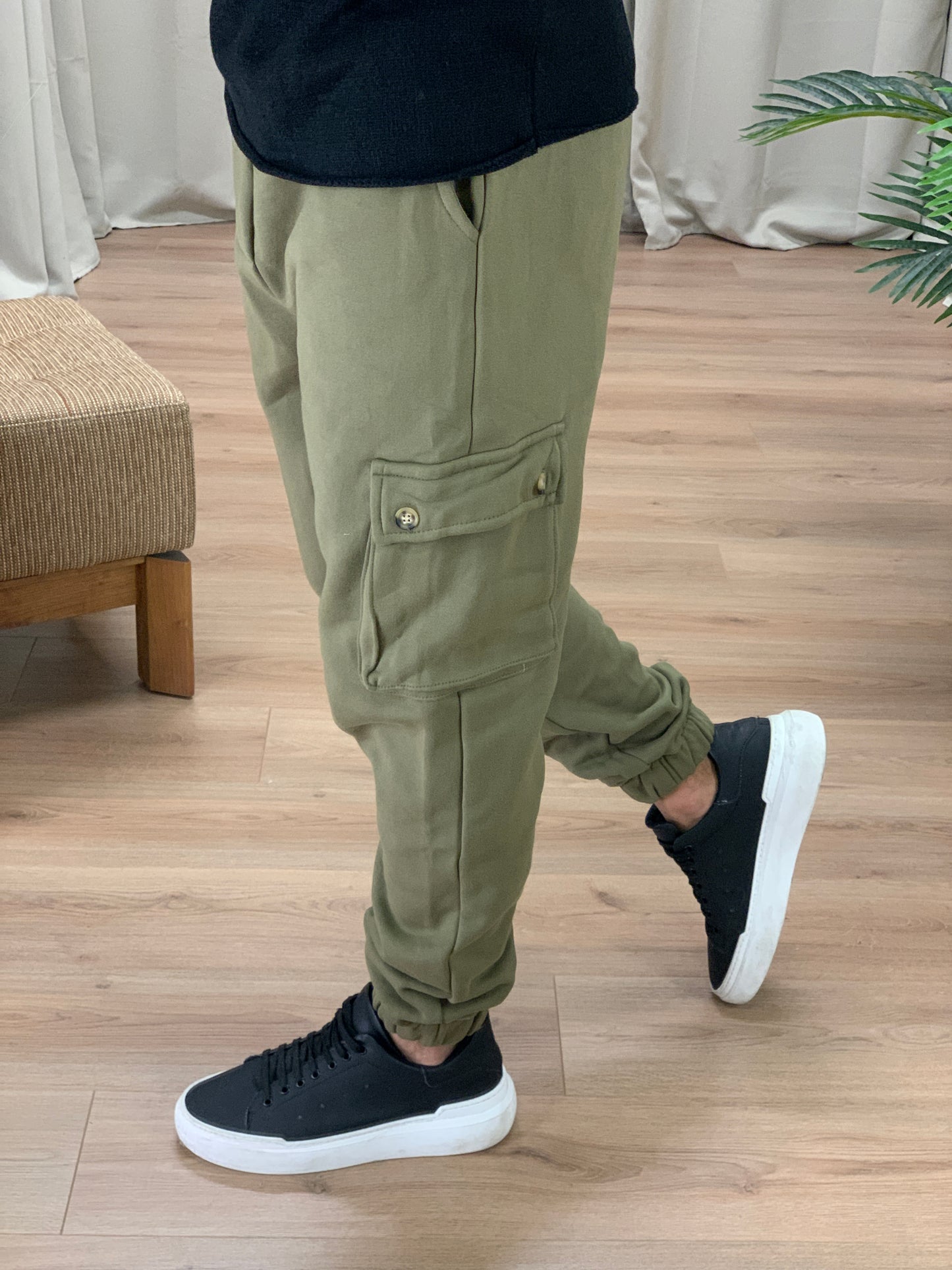 Pantalone Cargo Joe Felpato col. Verde Militare