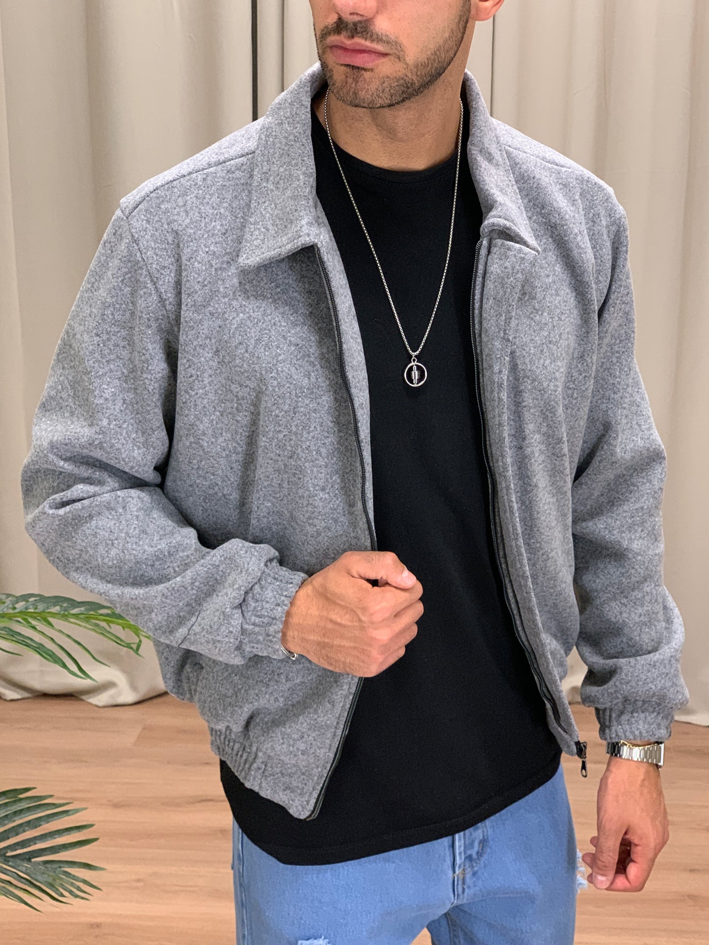 Giacca Bomber Yvan con Zip col. Grigio