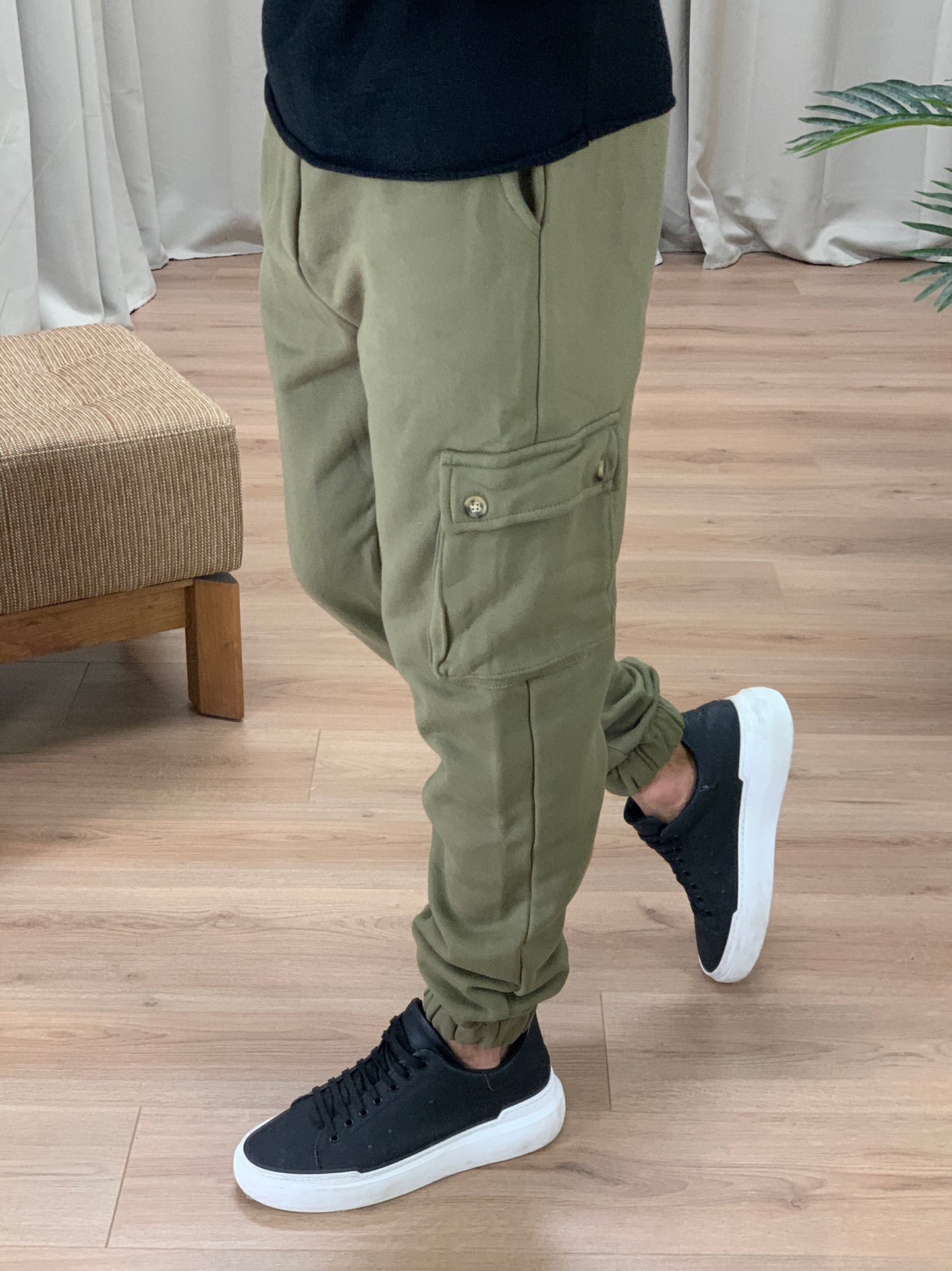 Pantalone Cargo Joe Felpato col. Verde Militare