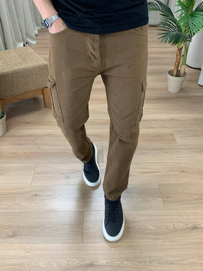 Jeans Cargo Tass con Tasconi Laterali col. Tabacco