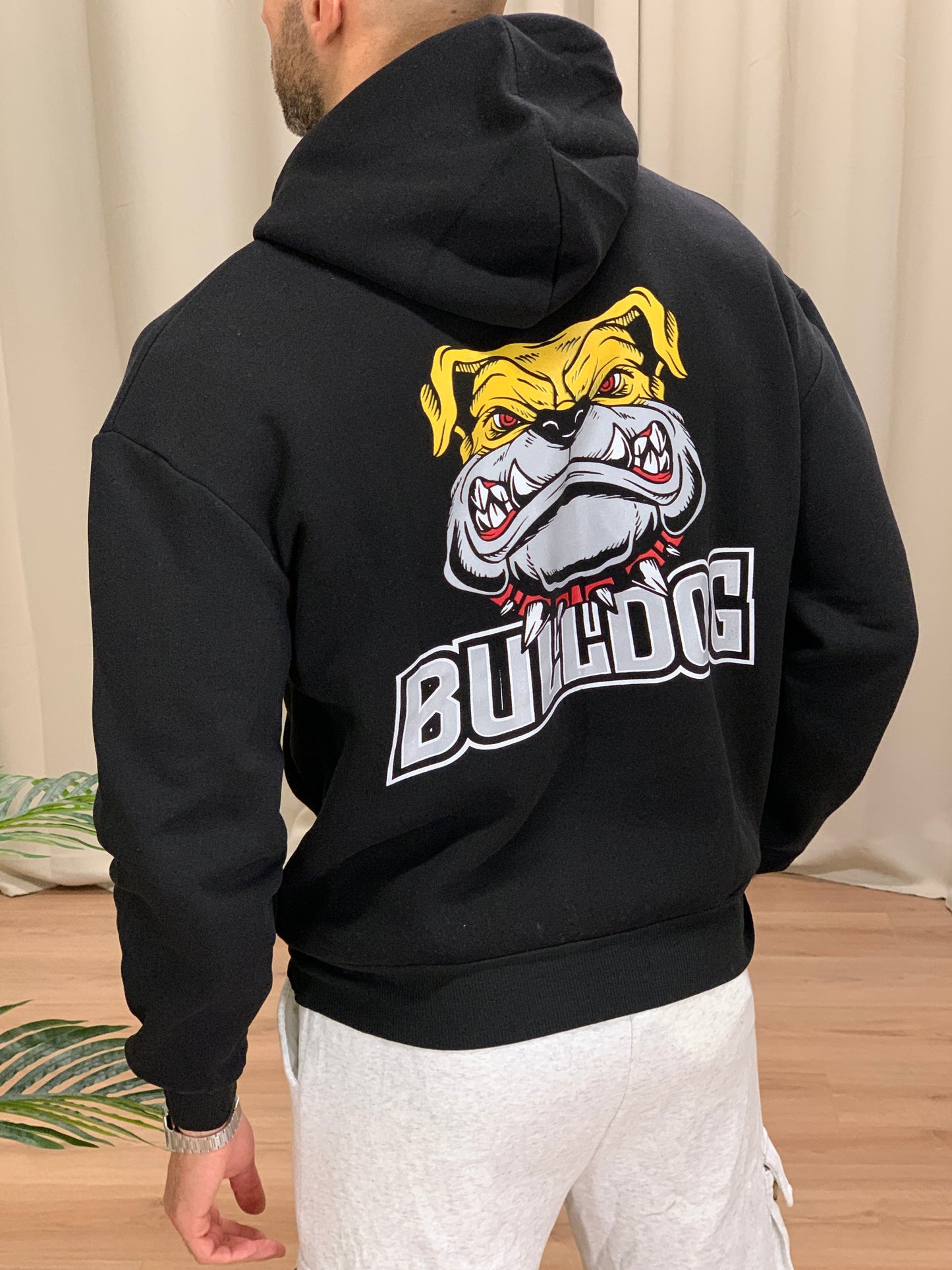 Felpa Bulldog con cappuccio Interno Felpato col. Nero