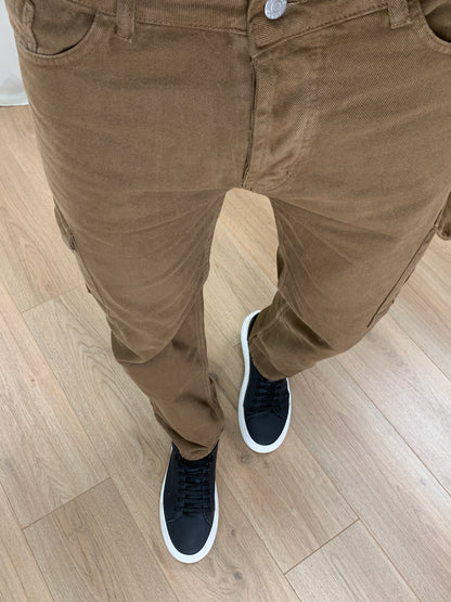 Jeans Cargo Tass con Tasconi Laterali col. Tabacco