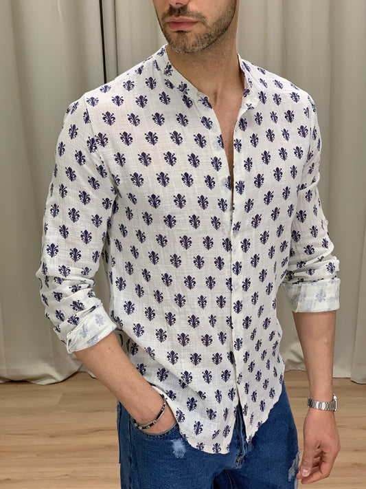 Camicia Obeliscum effetto Lino col. Bianco