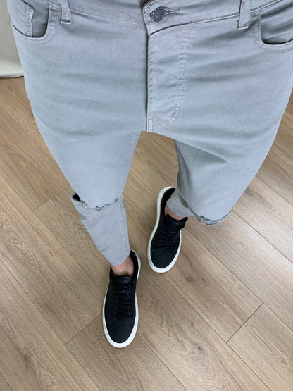 Jeans Sinergy con Tagli al Ginocchio Regular Slim col. Grigio