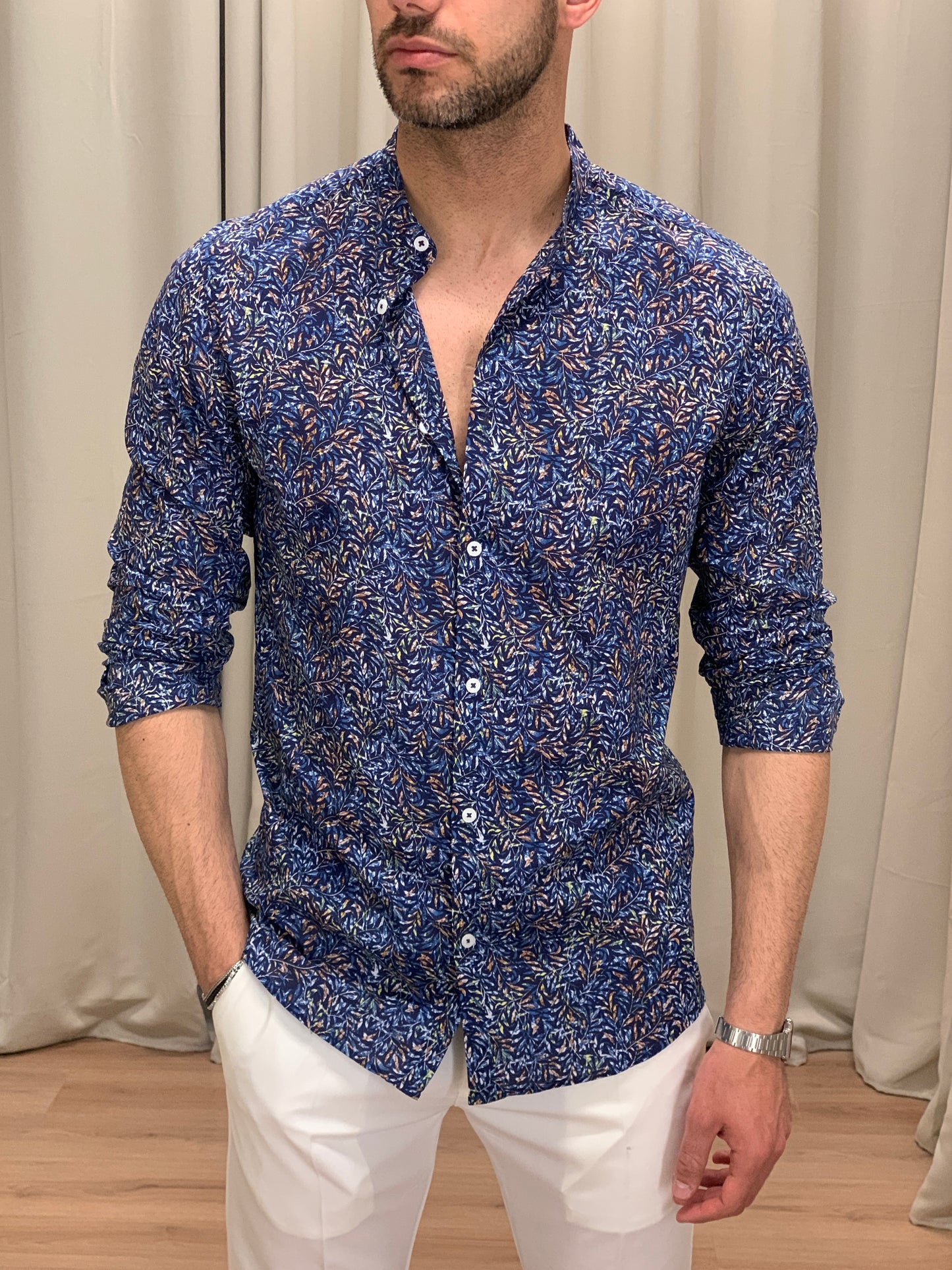 Camicia Night Room con fantasia col. Blu