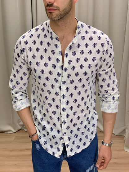 Camicia Obeliscum effetto Lino col. Bianco