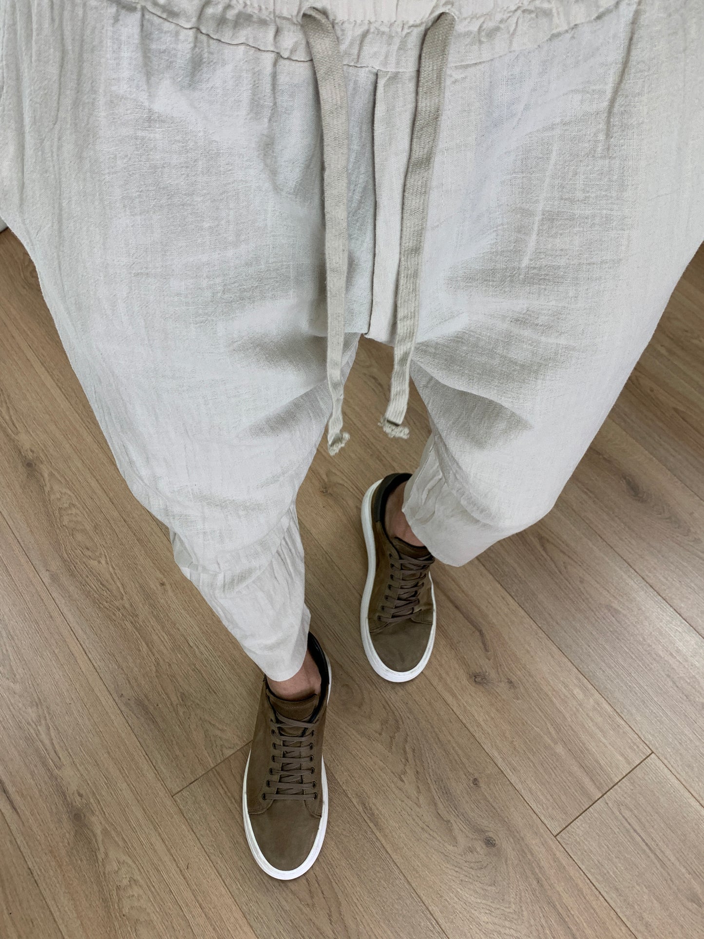 Completo Marrakech in Puro Lino Pantalone + Camicia col. Beige
